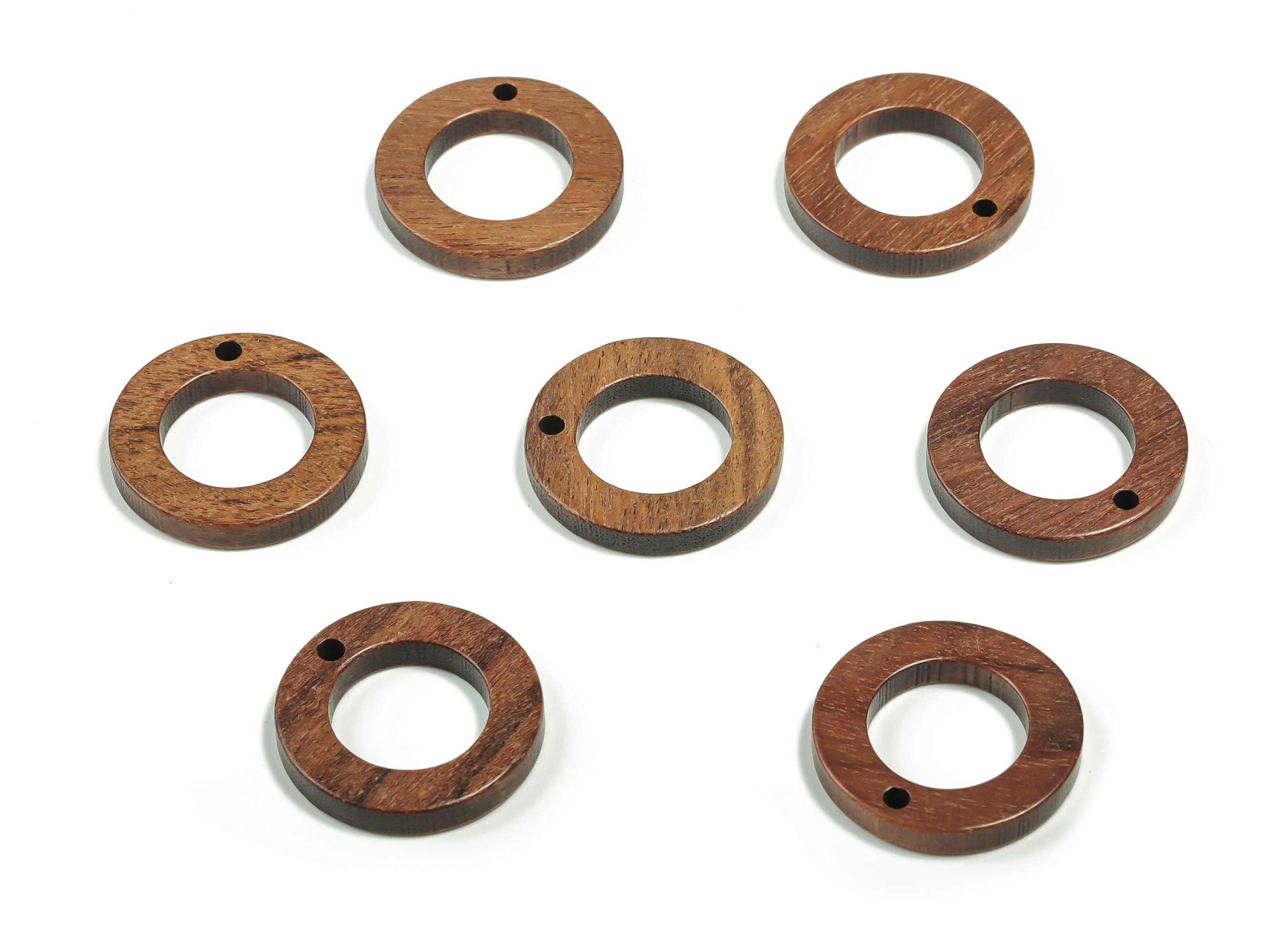 Mahogany Wood Round Earring Charms - Mahogany Mini Coffee Color Wooden Rings - Mahogany Wood Mini Hoop Pendant - 17.83x17.83x2.72mm - BB1119 - DOMEDBAZAAR