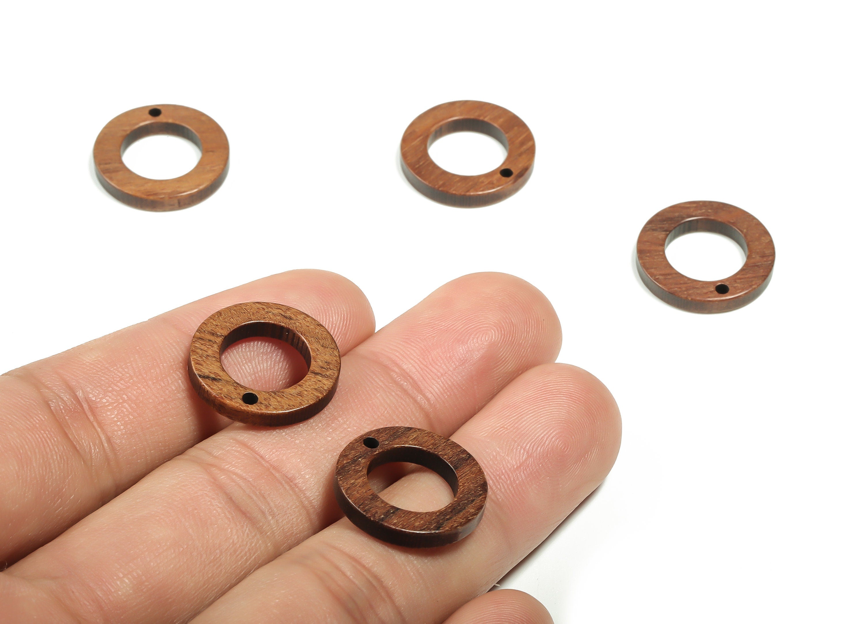 Mahogany Wood Round Earring Charms - Mahogany Mini Coffee Color Wooden Rings - Mahogany Wood Mini Hoop Pendant - 17.83x17.83x2.72mm - BB1119 - DOMEDBAZAAR