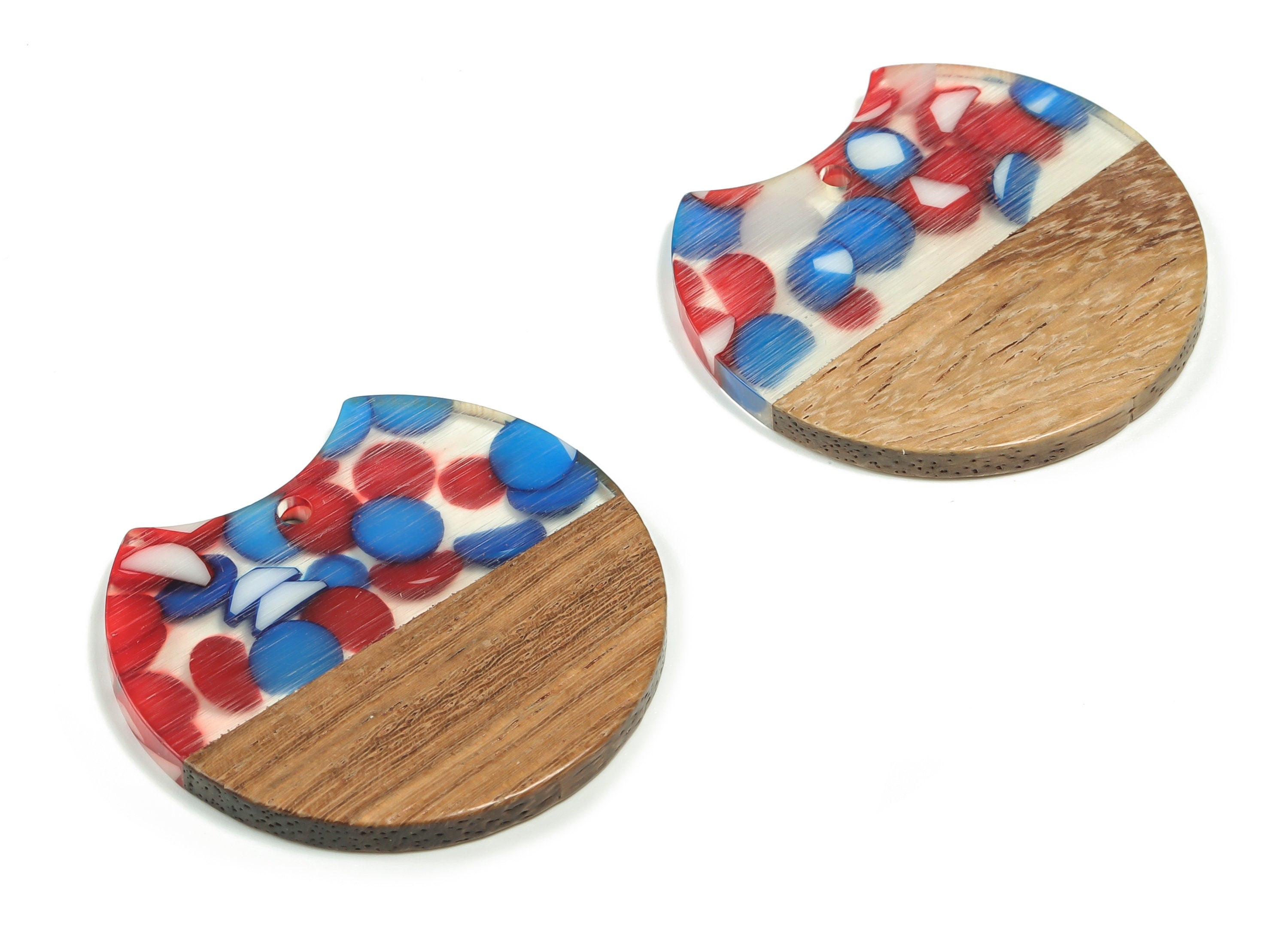 Resin Round Pendant -Walnut Wood Round Earring Charms - Mix&Coffee Resin Round Pendant -Resin Pendant - 36.43x33.96x3.31mm - BB1113 - DOMEDBAZAAR
