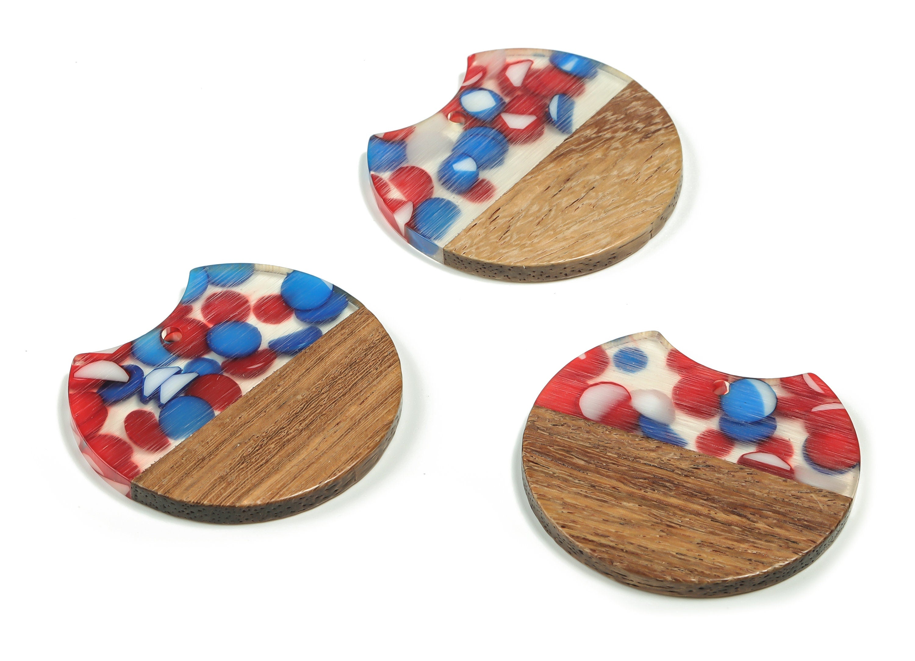 Resin Round Pendant -Walnut Wood Round Earring Charms - Mix&Coffee Resin Round Pendant -Resin Pendant - 36.43x33.96x3.31mm - BB1113 - DOMEDBAZAAR