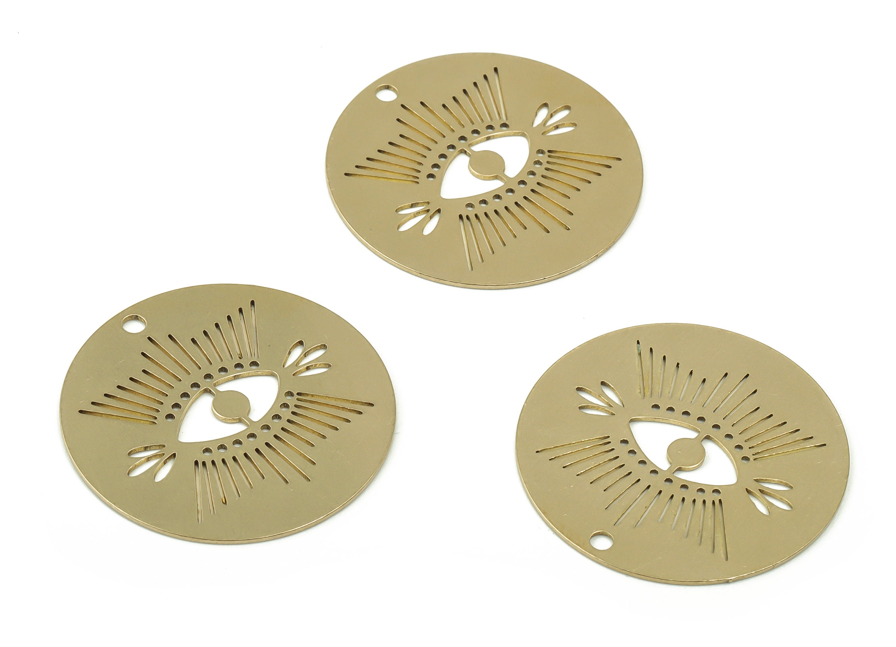Brass Eye Earring Charms – Raw Brass Evil Eye Pendant Charm - Laser Cut Charms - Evil Eye Jewelry Findings -29.8x29.8x0.58mm- PPZ0004 - DOMEDBAZAAR