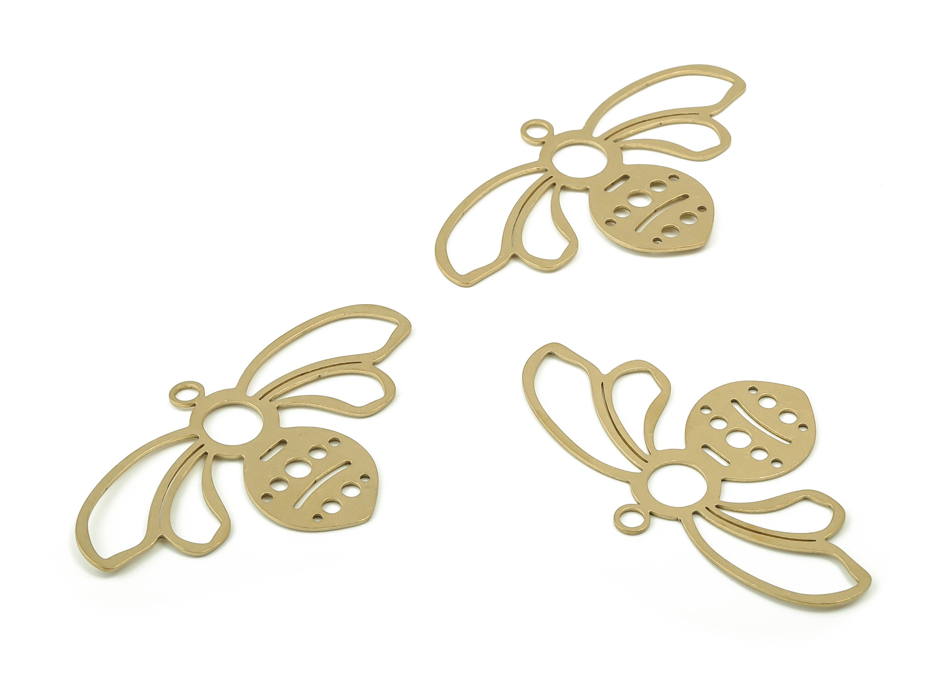 Brass Bee Earring Charms - Raw Brass Bee Pendant - Laser Cut Charms - DIY Jewelry Making Supplies - 54.94x32.45x0.71mm - PP4891 - DOMEDBAZAAR