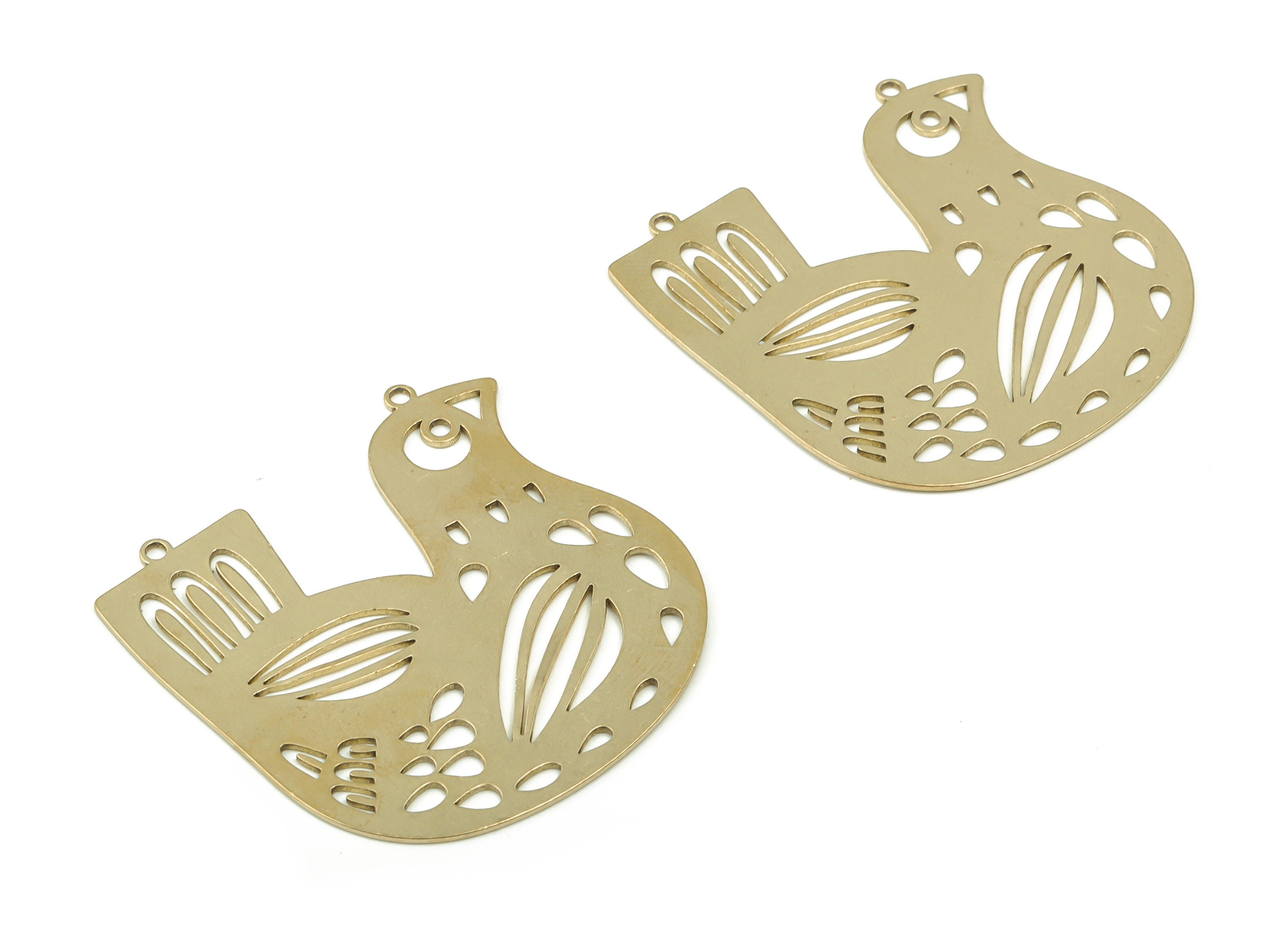 Brass Flying Bird Earring Connectors - Raw Brass Chicken Charms and Pendant - Jewelry Making Supplies - 40.63x39.02x0.67mm - PPA0026 - DOMEDBAZAAR