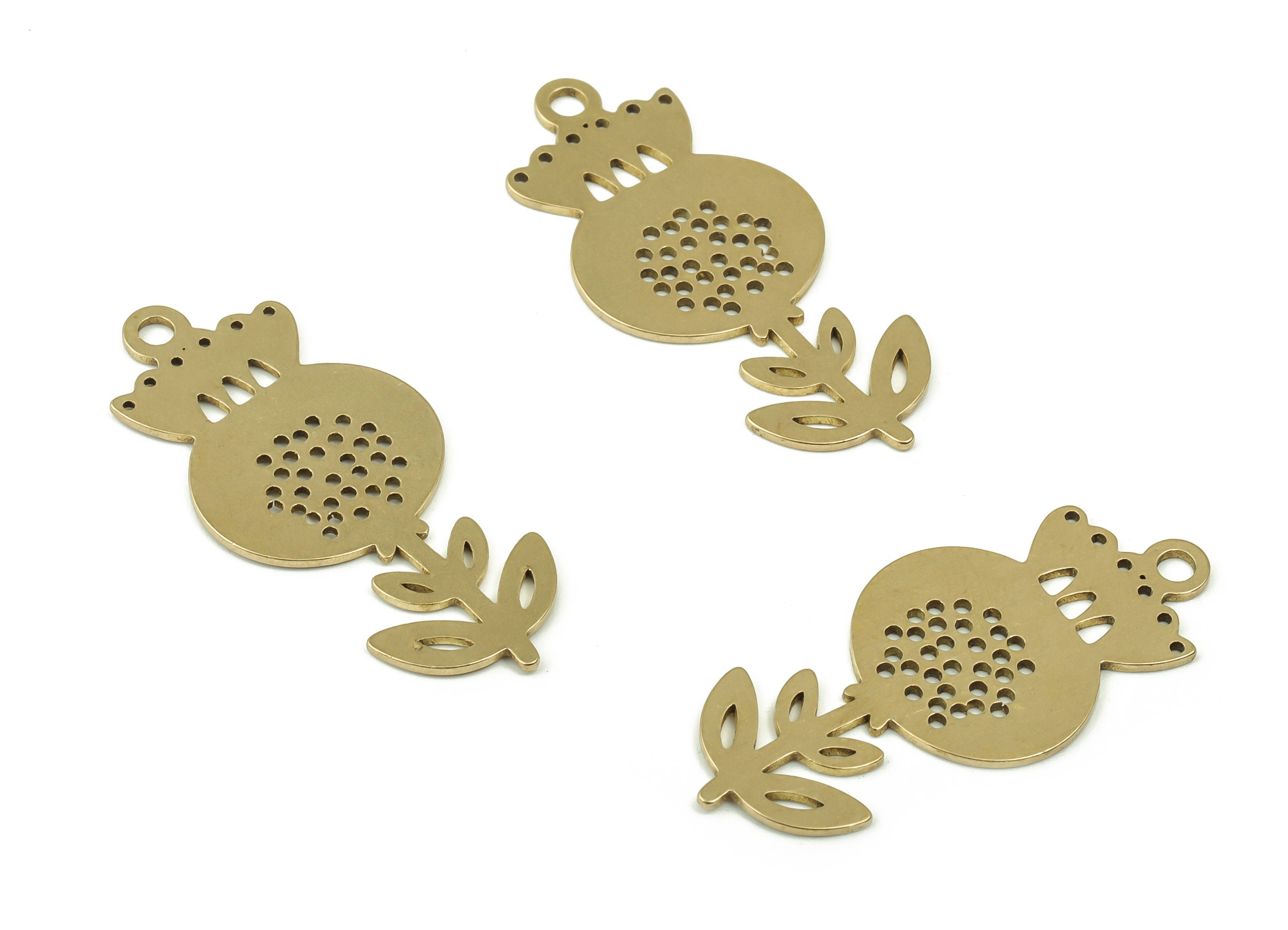 Raw Brass Flower Earring Charms – Brass Dangle Flower Pendant Charm – Flower Jewelry Making Supplies - 32.93x15.02x0.74mm- PPA0178 - DOMEDBAZAAR
