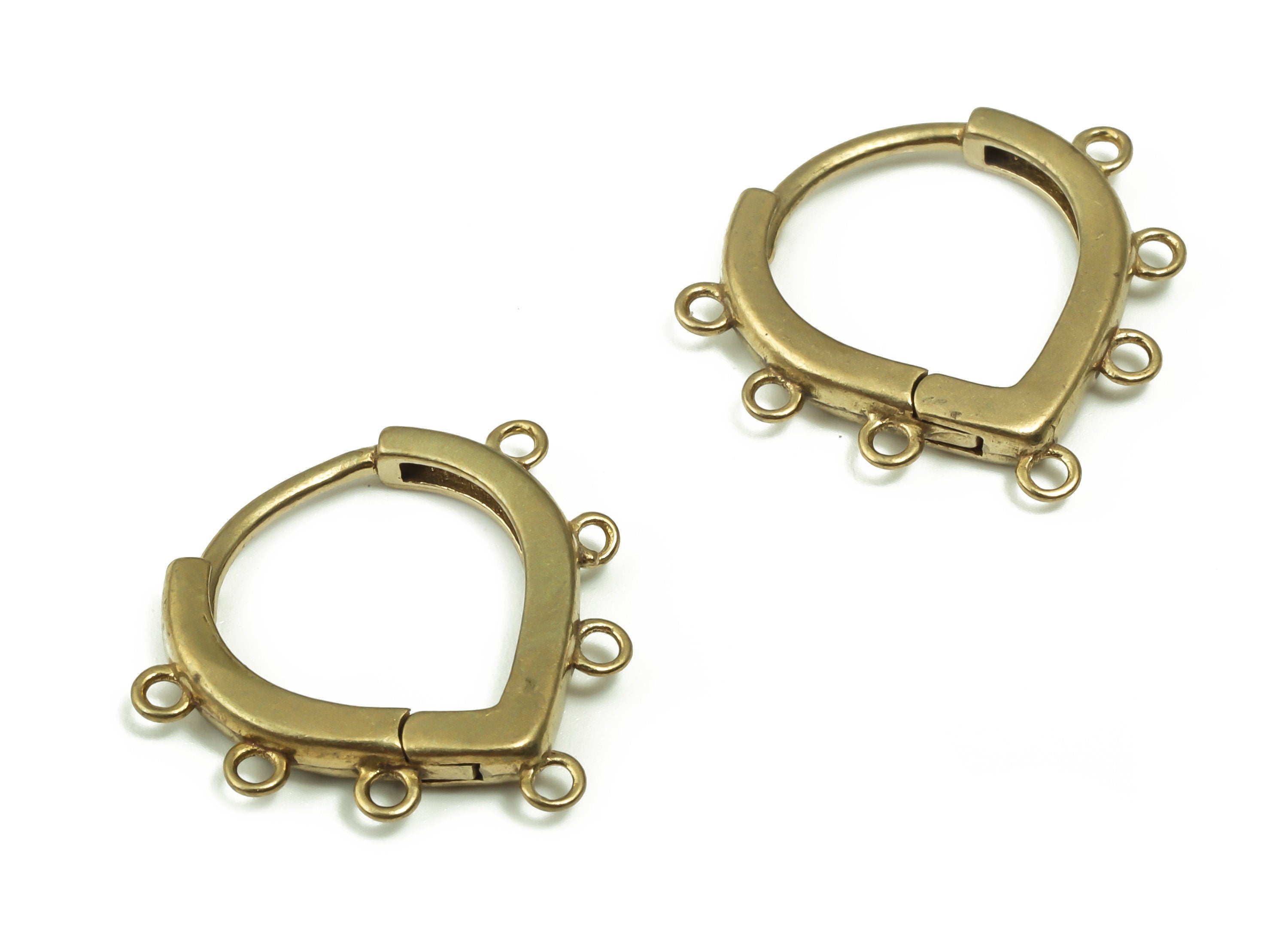 Love Heart Huggie Earring - Raw Brass Hoop Huggie Earring - Earring with 7 Closed Loops - Minimal Dainty Huggie -17.76x17.02x2.29mm- PP4869 - DOMEDBAZAAR