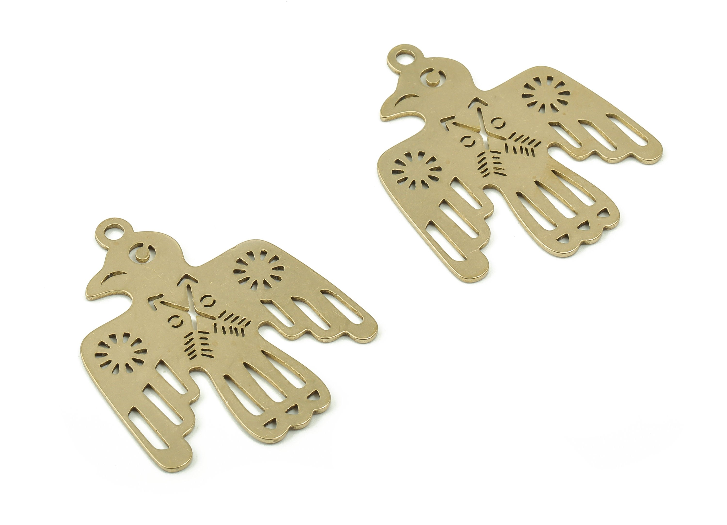 Brass Eagle Earring Charms - Raw Brass Bird Pendant Charm - Laser Cut Bird Charm - Jewelry Making Supplies -32.86x27.51x0.79mm- PPZ0006 - DOMEDBAZAAR