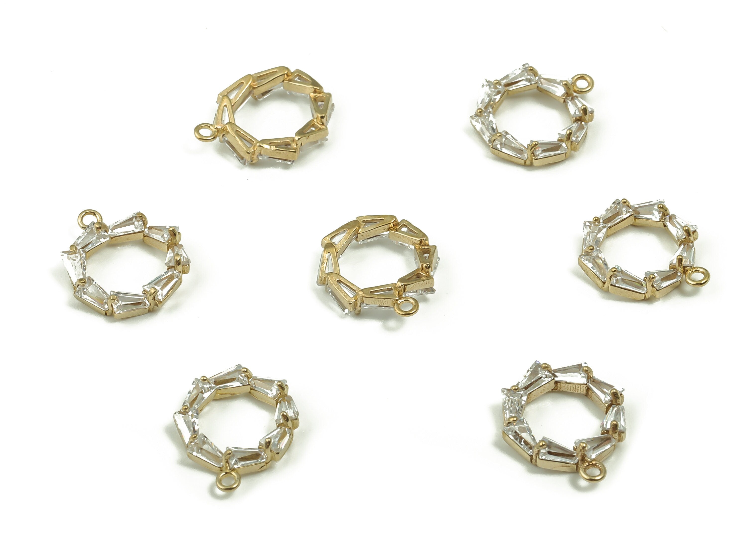Brass Round Earring Charms With Zircons - Raw Brass Circle Pendant - Jewelry Making Supplies - 11.84x10.05x2.8mm - PP4854 - DOMEDBAZAAR