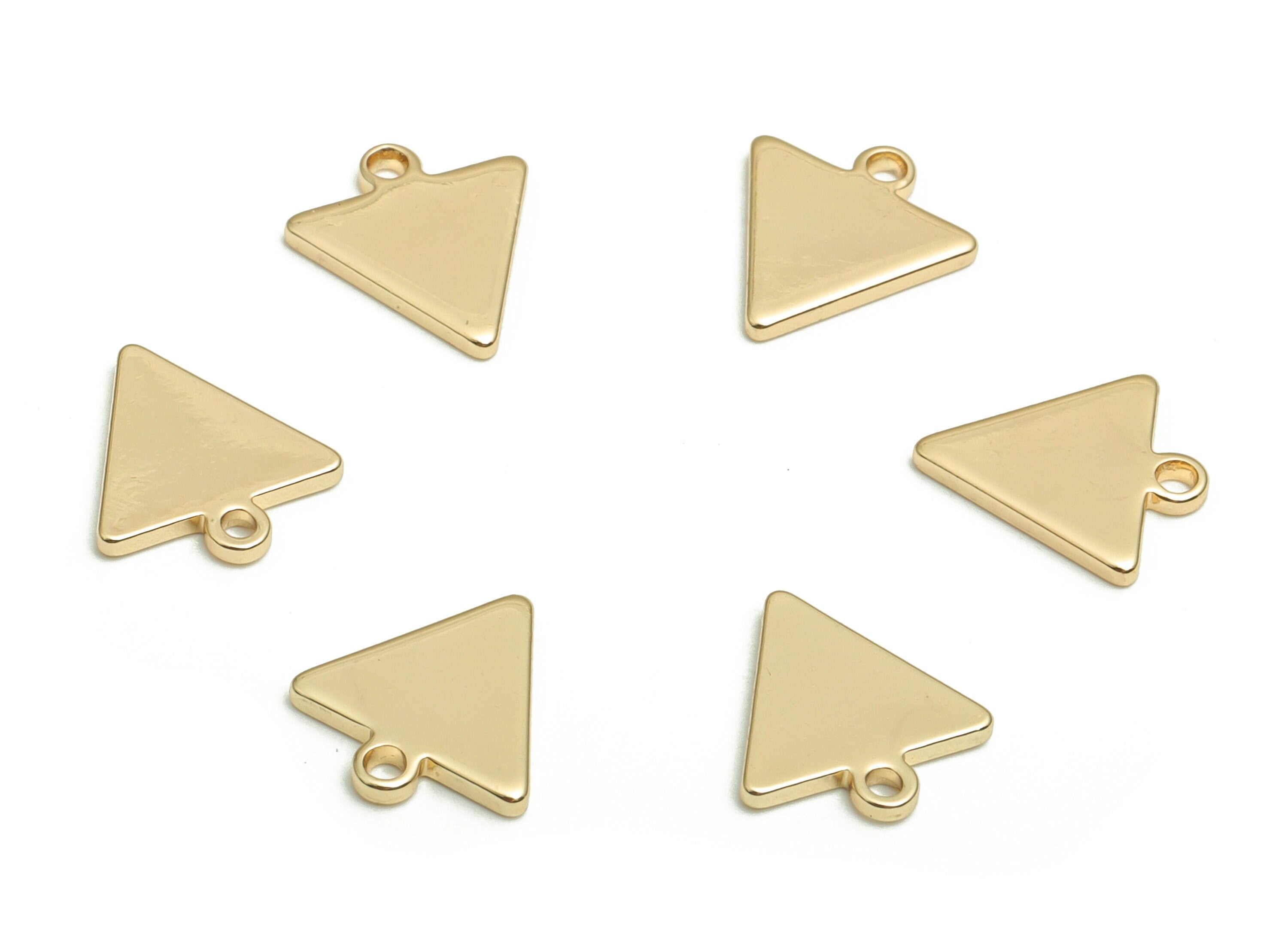 Brass Triangle Earring Charms - Gold Triangle Pendant - 18K Real Gold Plated Brass - Jewelry Making Supplies - 10.03x9.09x1.07mm- RGP4080 - DOMEDBAZAAR