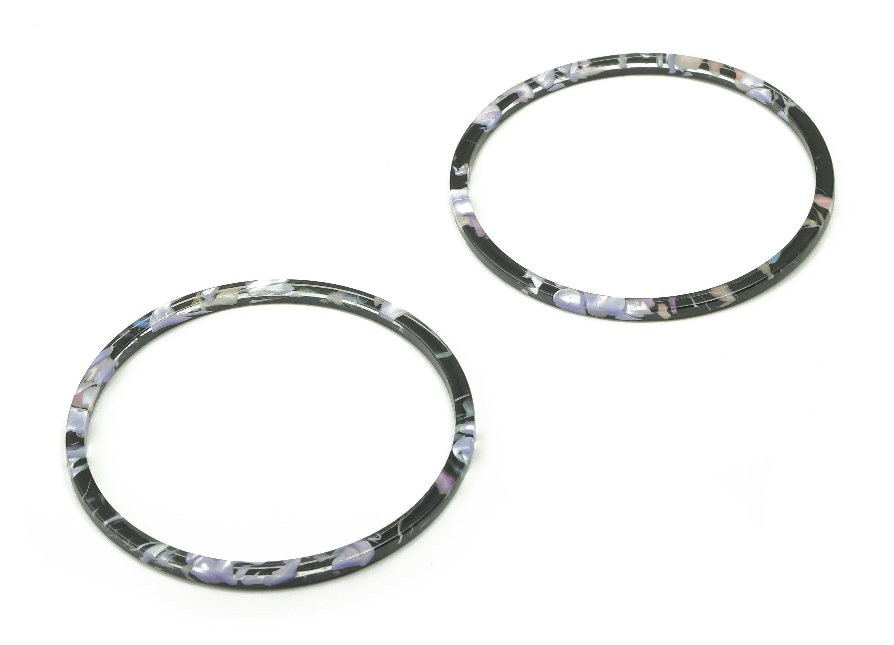Acrylic Hoop Earring Connector - Acrylic Circle Pendant - No Hole - Jewelry Supplies - Color Code: A718 - 55.74x55.61x2.39mm - AC2357-A718 - DOMEDBAZAAR