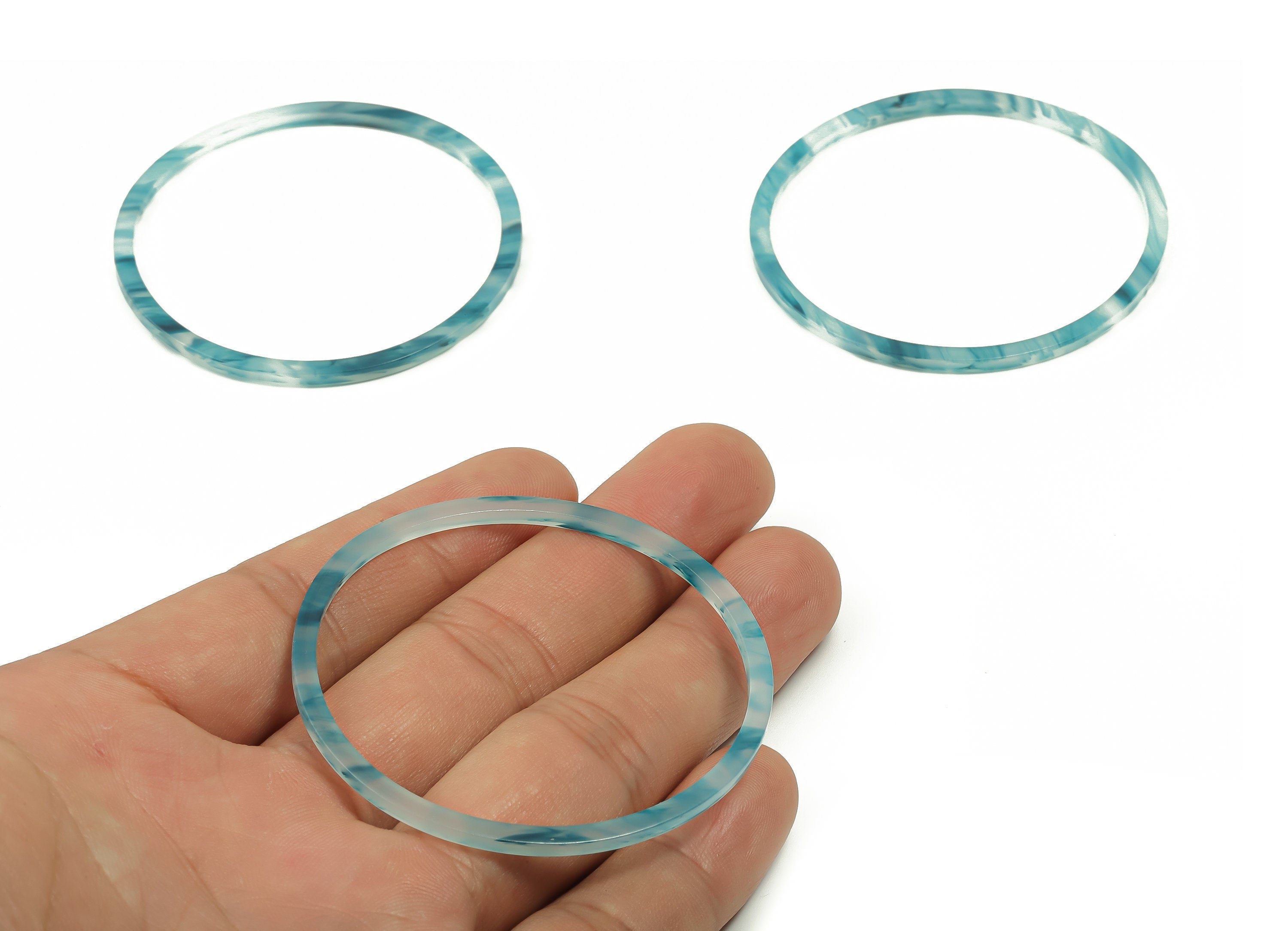 Acrylic Hoop Earring Connector - Acrylic Circle Pendant - No Hole - Jewelry Supplies - Color Code: A719 - 55.92x55.86x2.39mm - AC2357-A719 - DOMEDBAZAAR