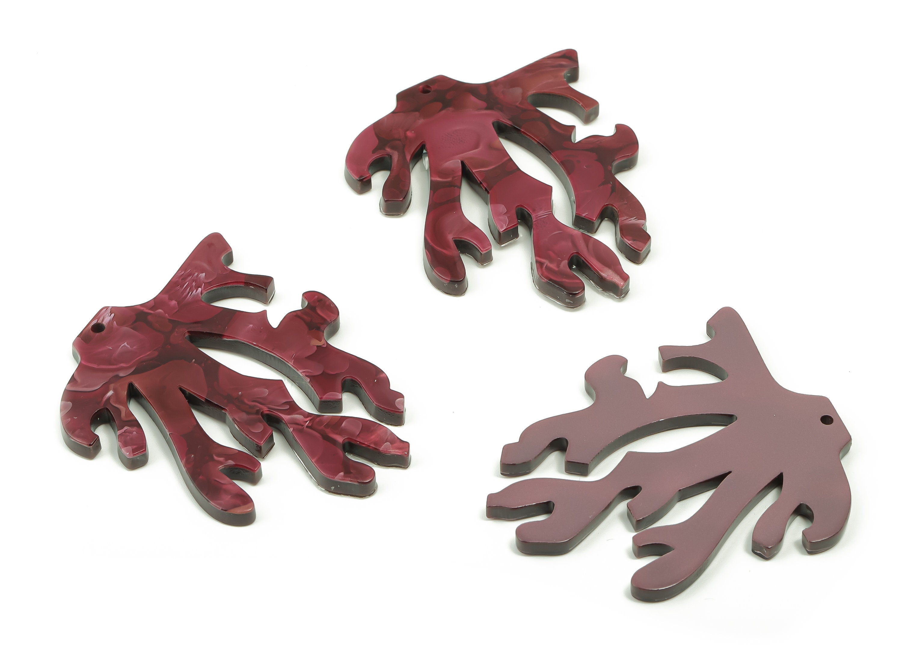 Acrylic Coral Earring Charms - Acrylic Coral Branch Pendant - Jewelry Making Supplies - Color Code: A712 - 49.39x41.83x2.72mm - AC2352-A712 - DOMEDBAZAAR