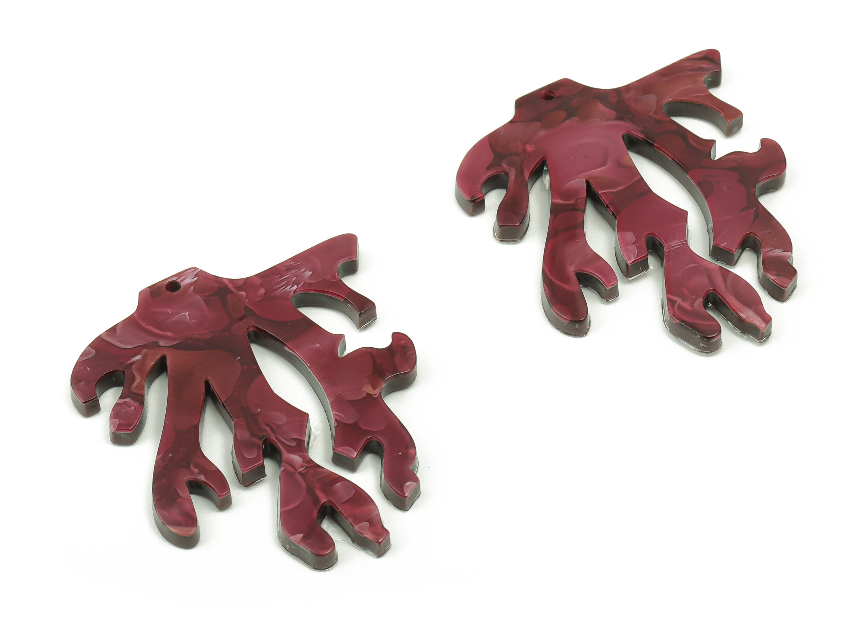 Acrylic Coral Earring Charms - Acrylic Coral Branch Pendant - Jewelry Making Supplies - Color Code: A712 - 49.39x41.83x2.72mm - AC2352-A712 - DOMEDBAZAAR
