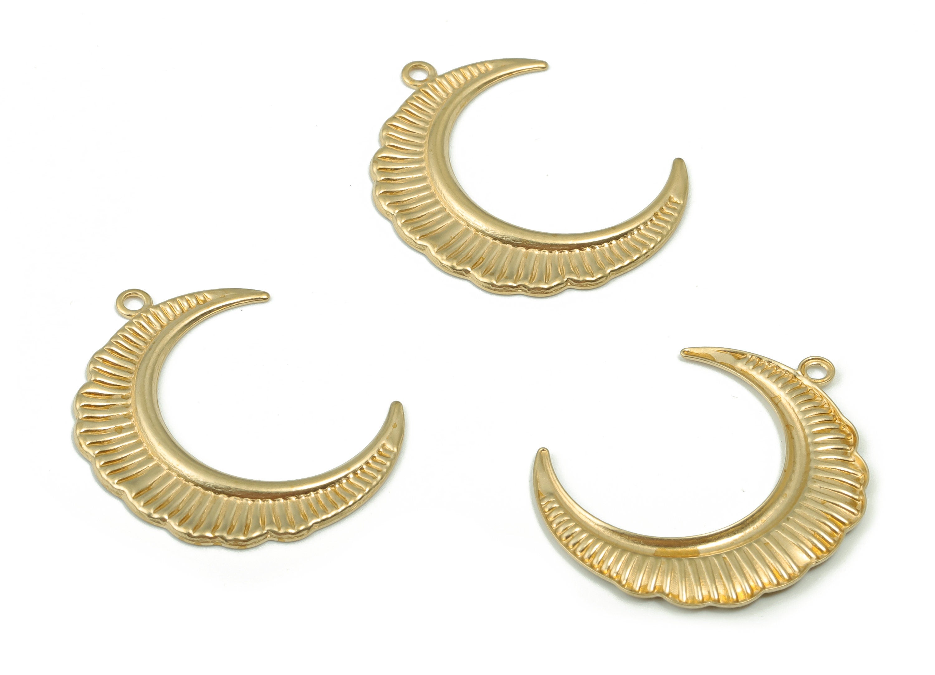 Brass Crescent Earring Charms - Raw Brass Moon Pendant - DIY Jewelry Making Supplies - 26.92x21.34x0.96mm - PP4888 - DOMEDBAZAAR