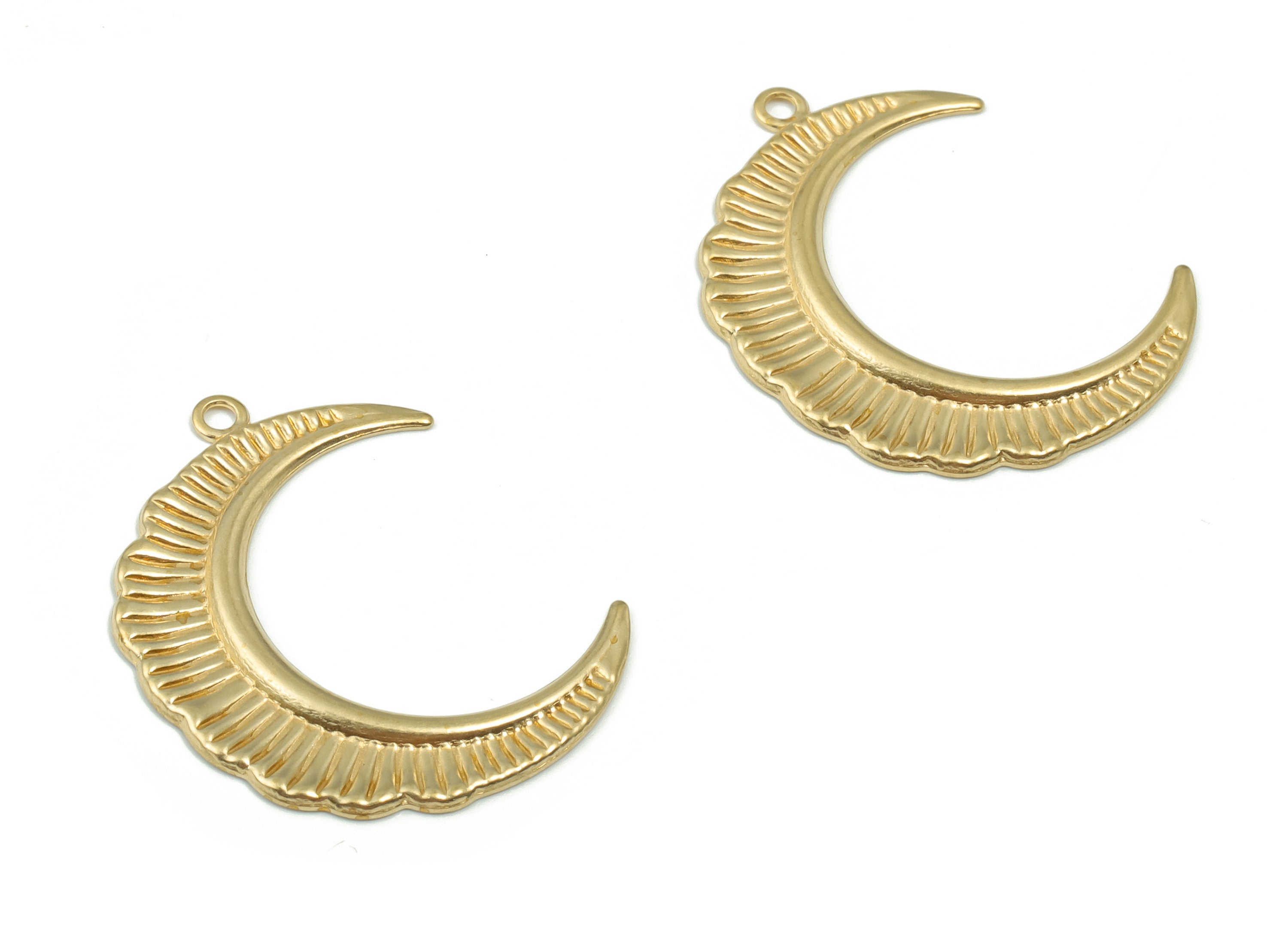 Brass Crescent Earring Charms - Raw Brass Moon Pendant - DIY Jewelry Making Supplies - 26.92x21.34x0.96mm - PP4888 - DOMEDBAZAAR