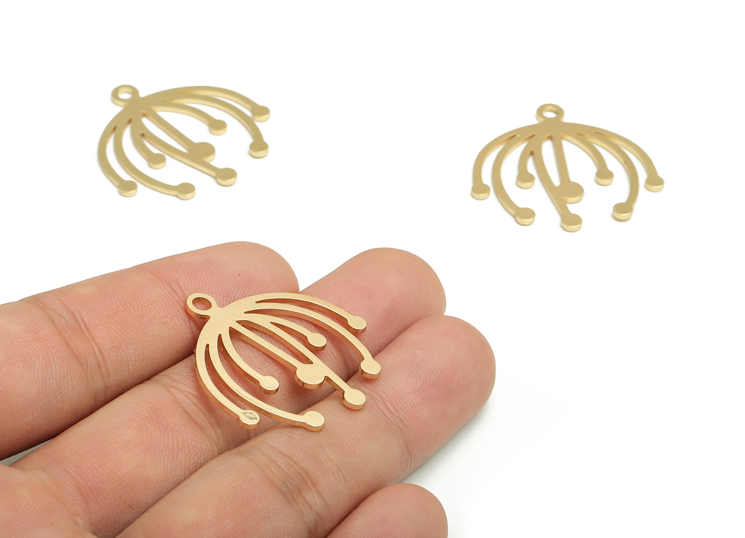 Brass Tassel Earring Charms - Gold Tassel Pendant - 18K Real Gold Plated Brass - Jewelry Making Supplies - 31.23x21.02x1.12mm - RGP4132 - DOMEDBAZAAR