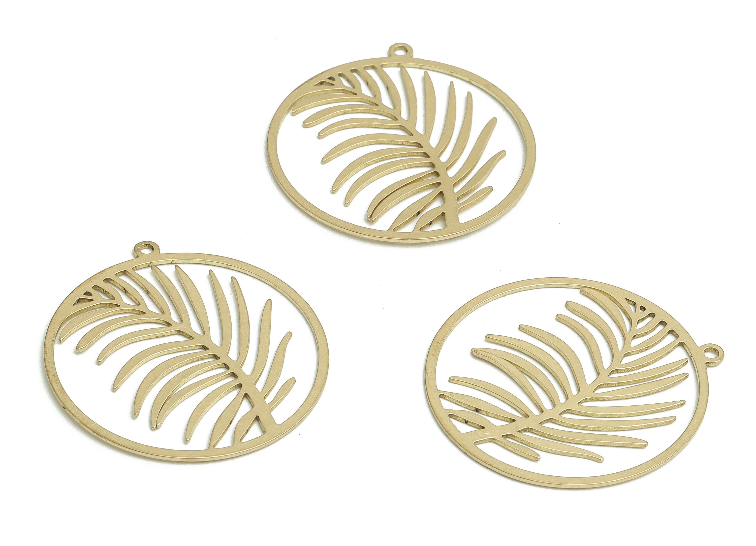 Brass Round Earring Charms - Raw Brass Branch Pendant - DIY Jewelry Making Supplies - 32.13x31.01x0.59mm - PP4746 - DOMEDBAZAAR