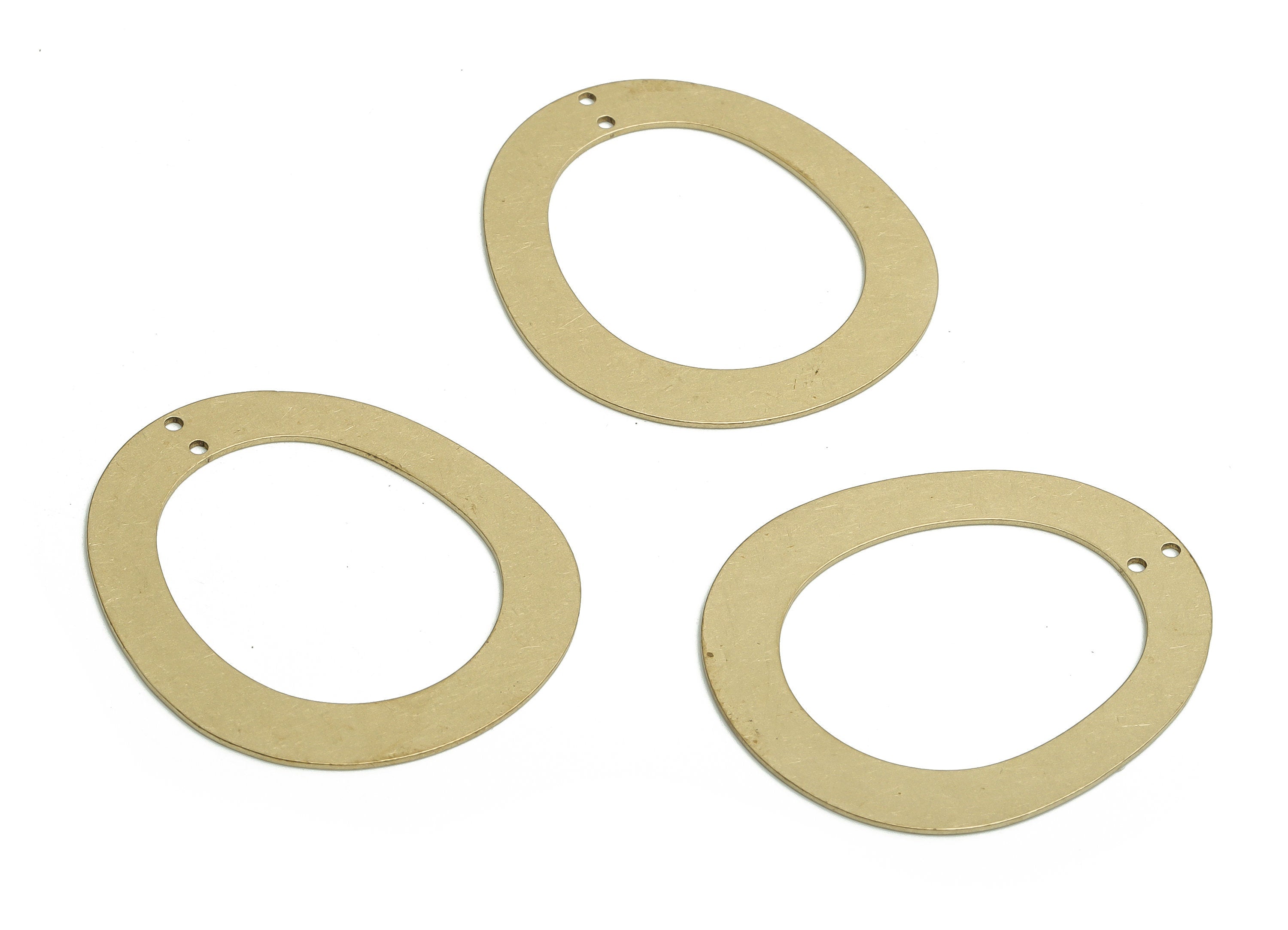 Brass Oval Earring Connector - Raw Brass Oval Charms and Pendant - DIY Jewelry Making Supplies - 34.92x30.11x0.64mm - PP4748 - DOMEDBAZAAR