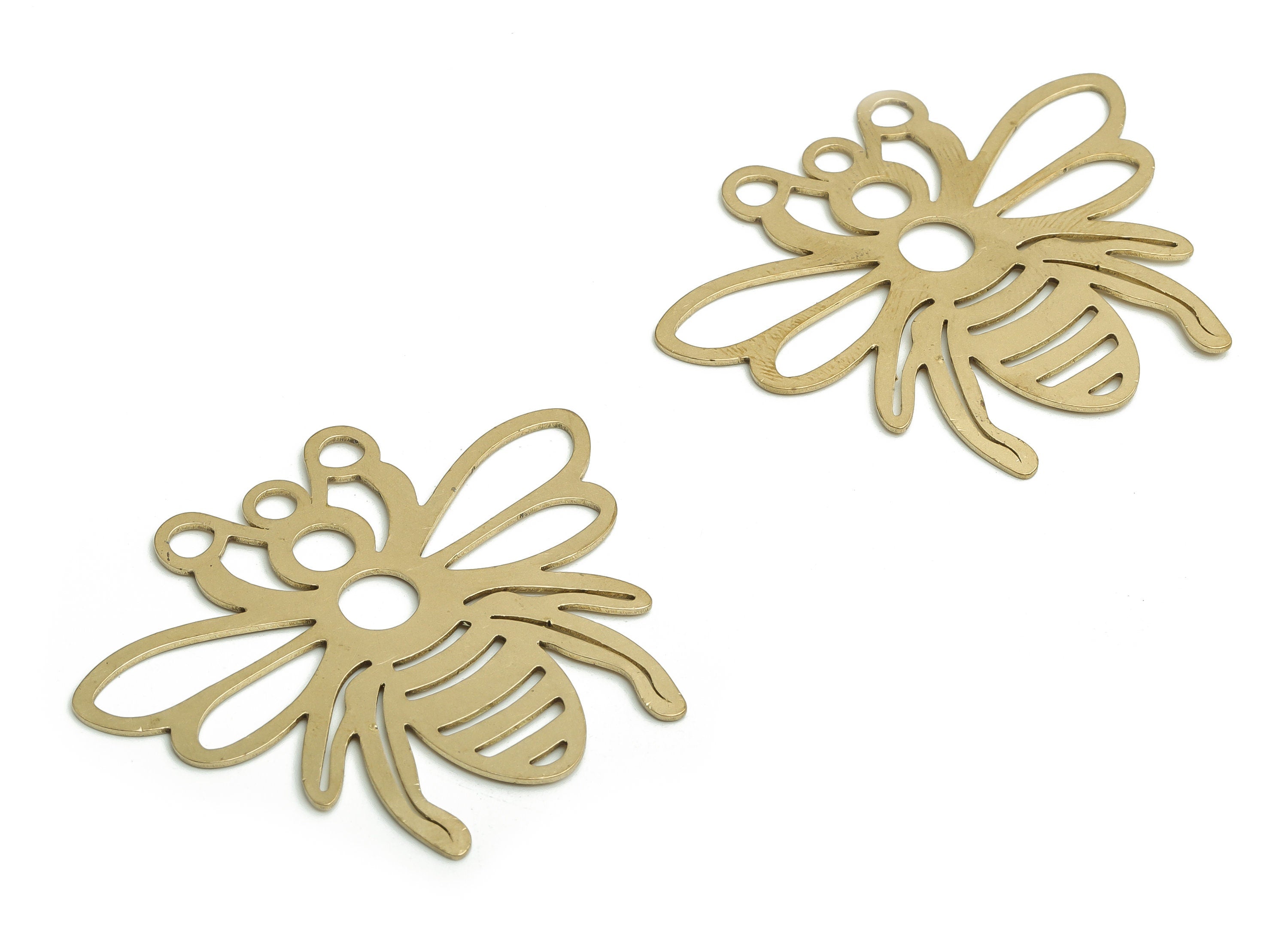 Brass Bee Earring Charms - Raw Brass Bee Pendant - DIY Jewelry Making Supplies - 47.47x40.15x0.66mm - PP4622 - DOMEDBAZAAR