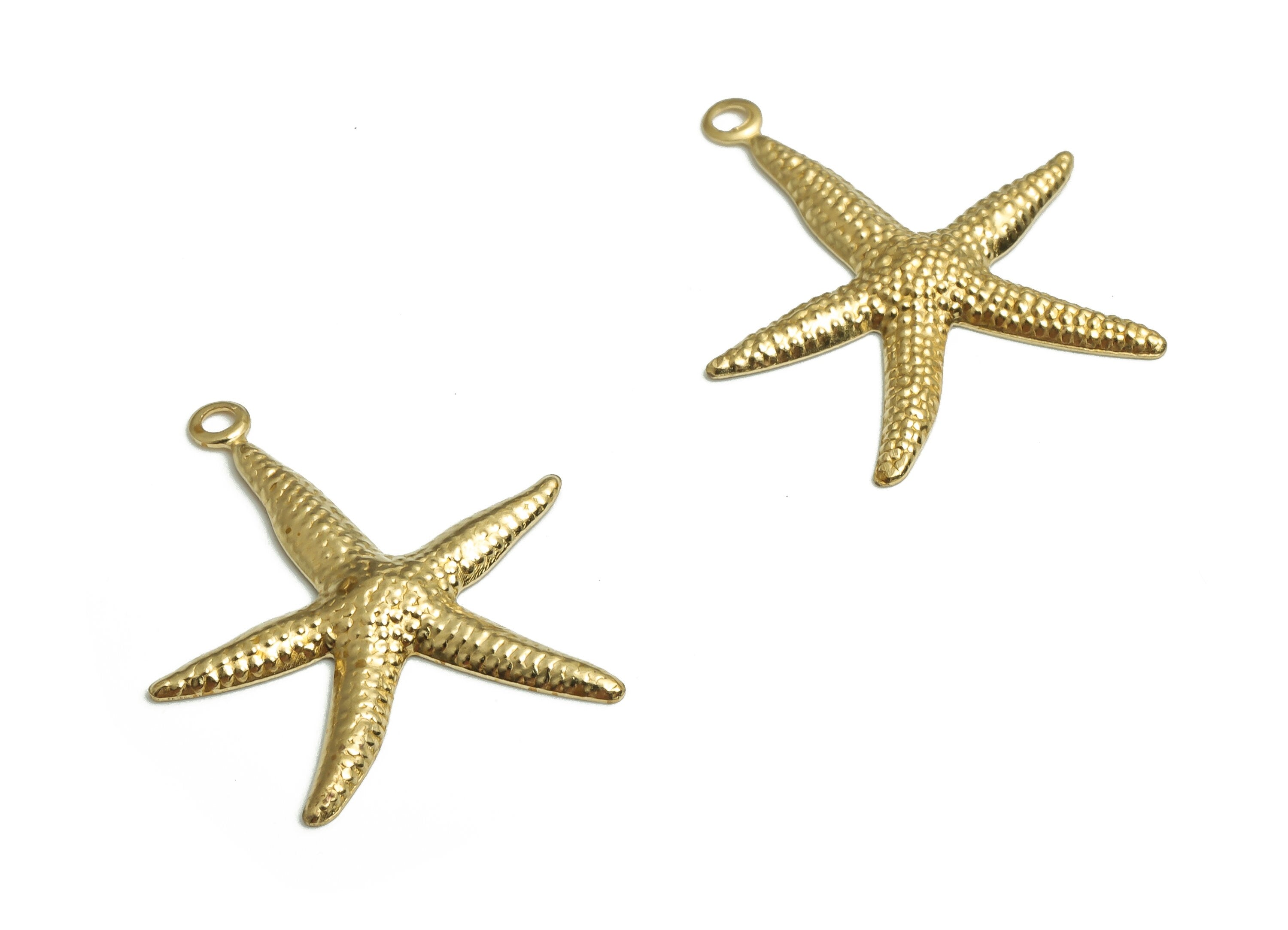 Brass Starfish Earring Charms - Raw Brass Starfish Pendant - DIY Jewelry Making Supplies - 22.6x18.78x1.54mm - PP4712 - DOMEDBAZAAR