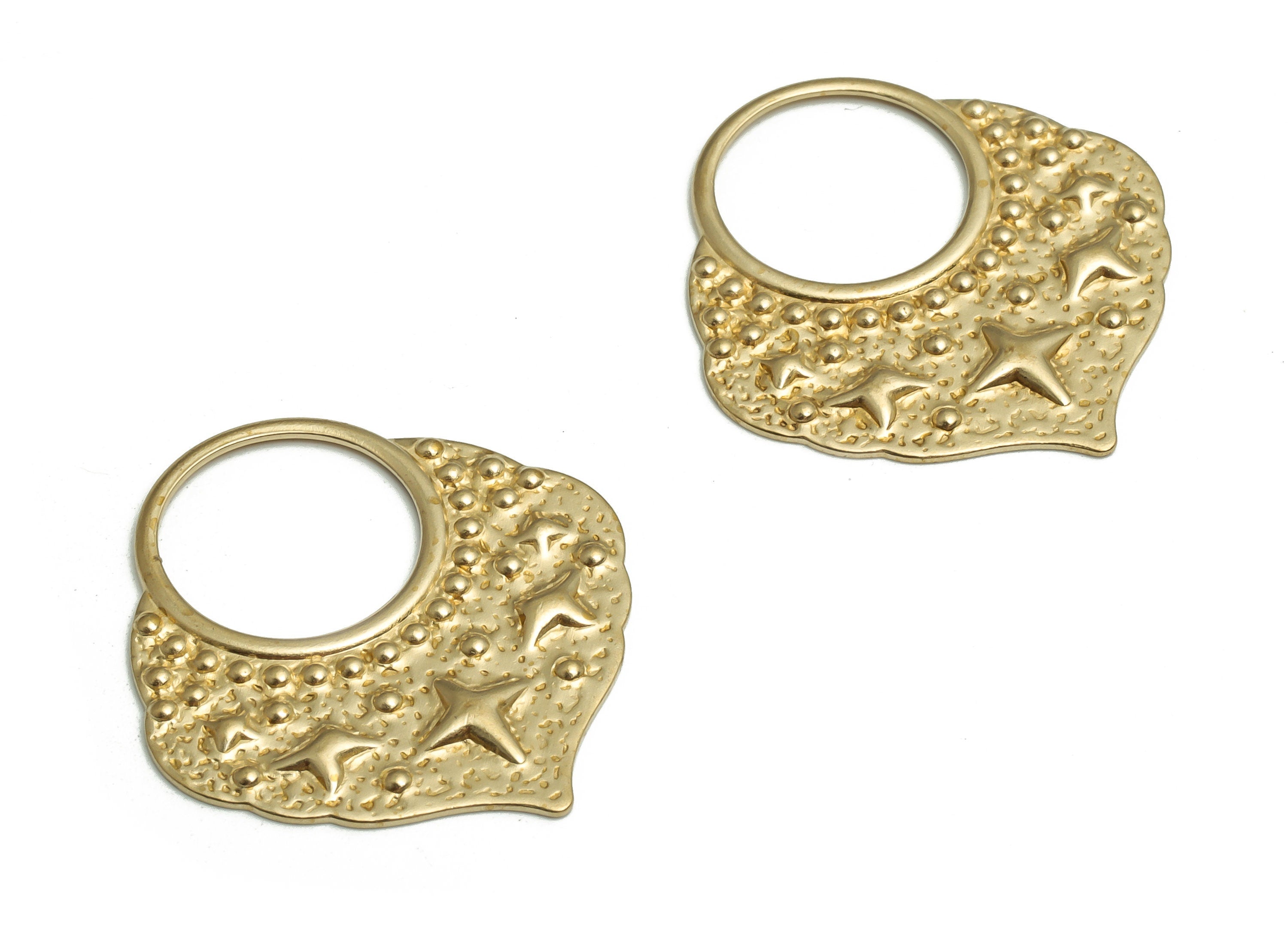 Raw Brass Irregular Pendant – Brass Hammered Stars Earring Charm - Jewelry Making Supplies - 26.81x24.59x1.25mm- PP4727 - DOMEDBAZAAR