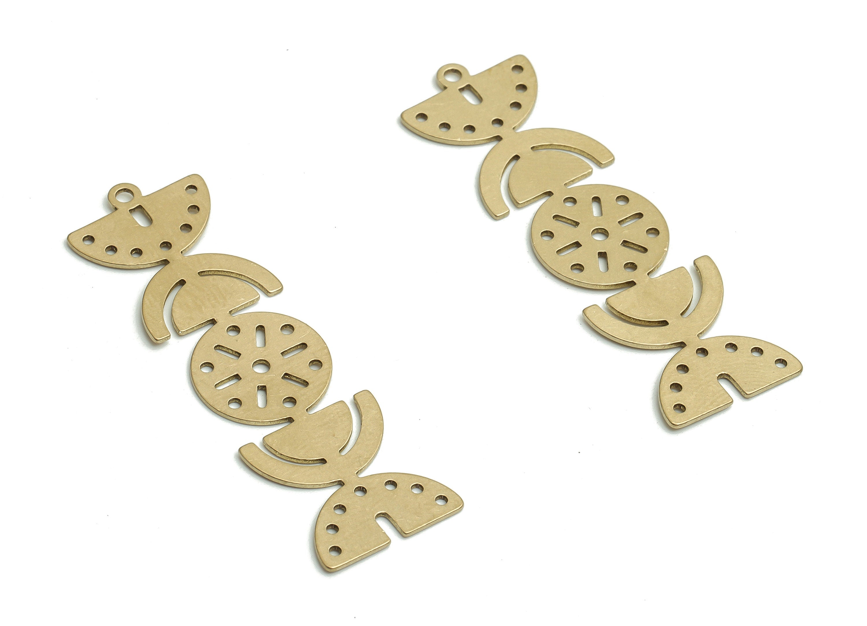 Brass Half Watermelon Earring Charms - Raw Brass Round Semi circle Pendant - Jewelry Making Supplies - 44.04x13.23x0.59mm - PP4804 - DOMEDBAZAAR