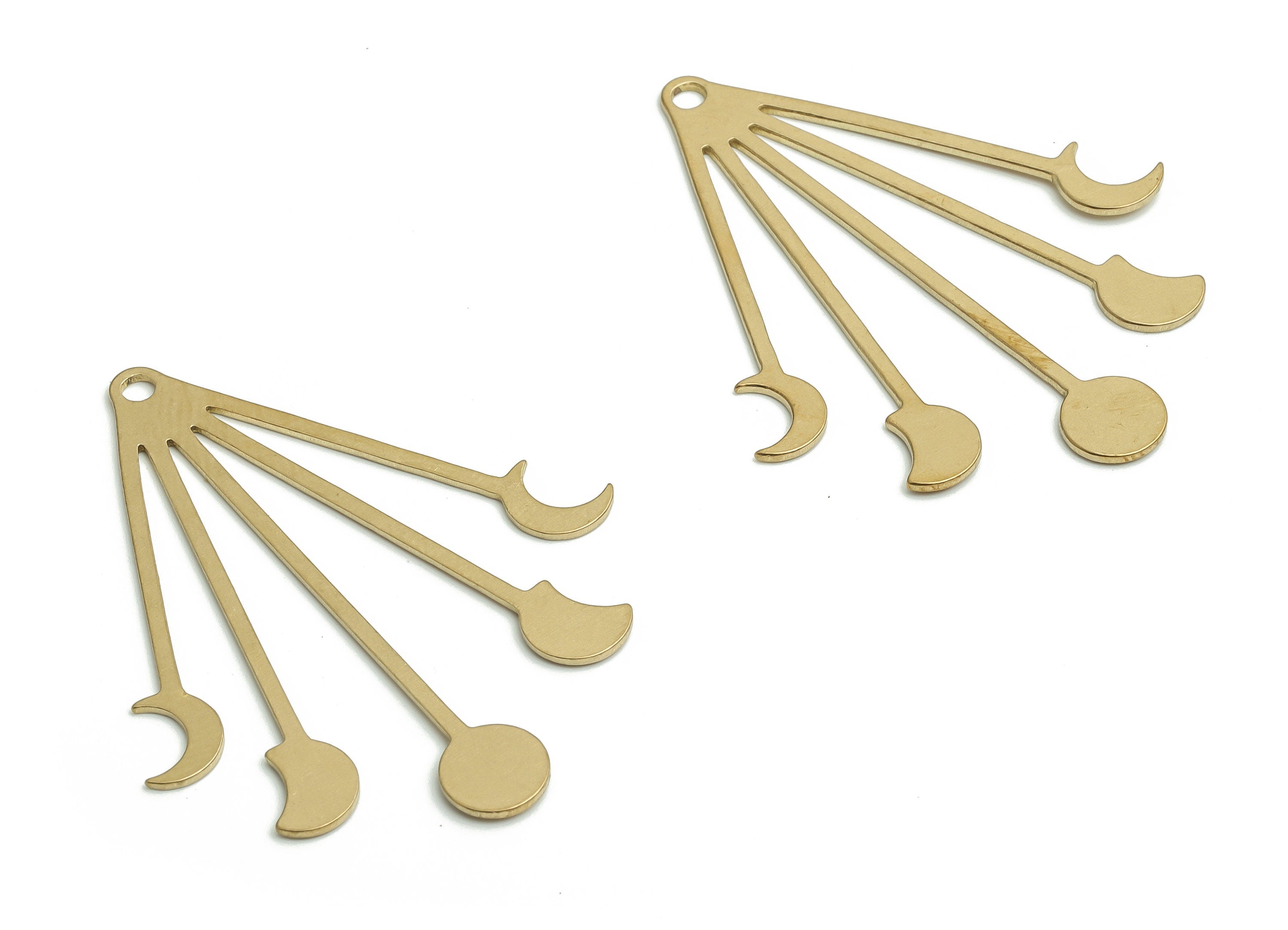 Brass Phases of Moon Earring Charms - Raw Brass Fringe Pendant - Jewelry Making Supplies - 41.71x33.2x0.8mm- PP4795 - DOMEDBAZAAR