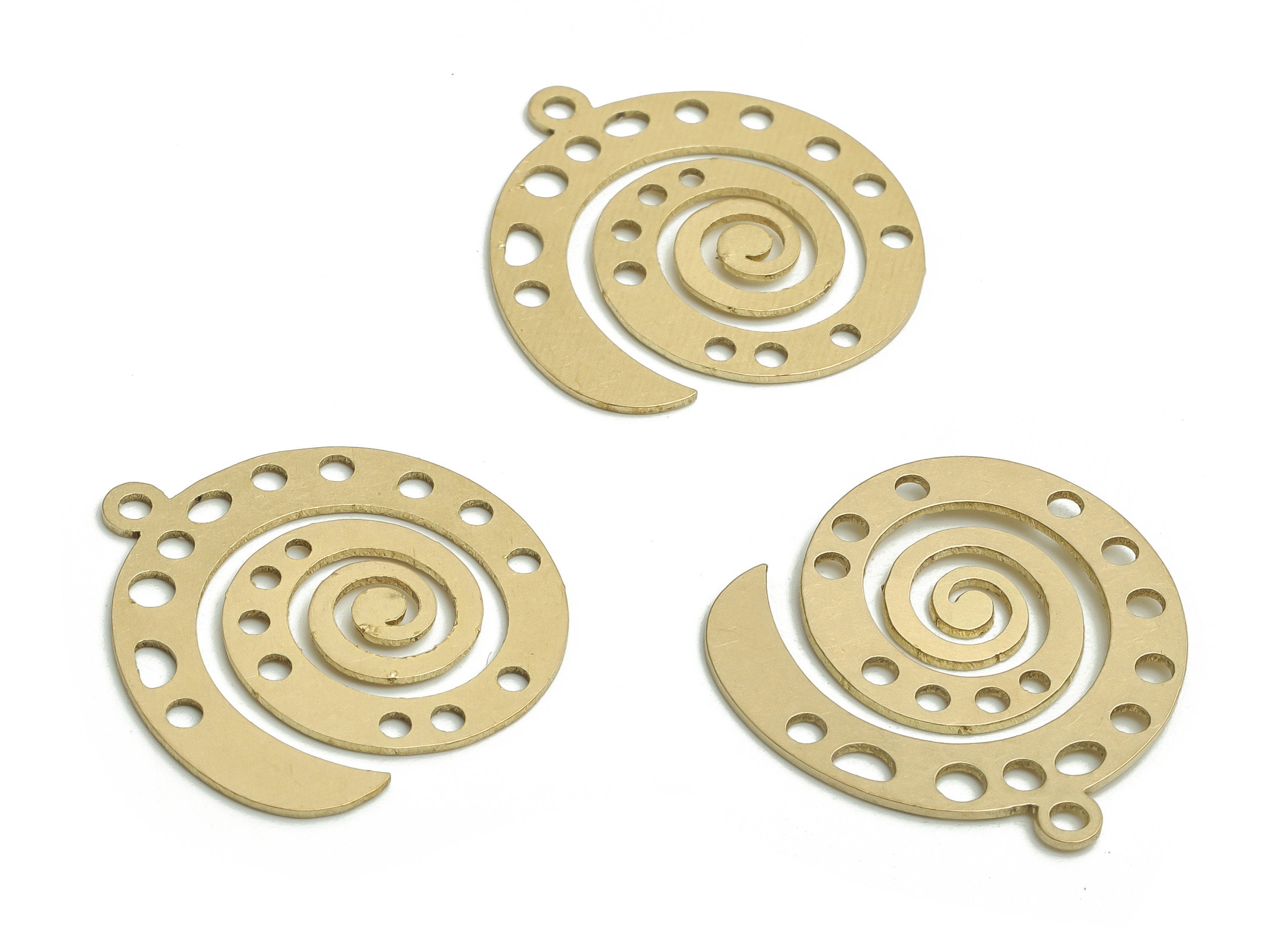Brass Snail Earring Charms - Raw Brass Snail Pendant - Jewelry Making Supplies - 22.27x21.39x0.63mm - PP4796 - DOMEDBAZAAR