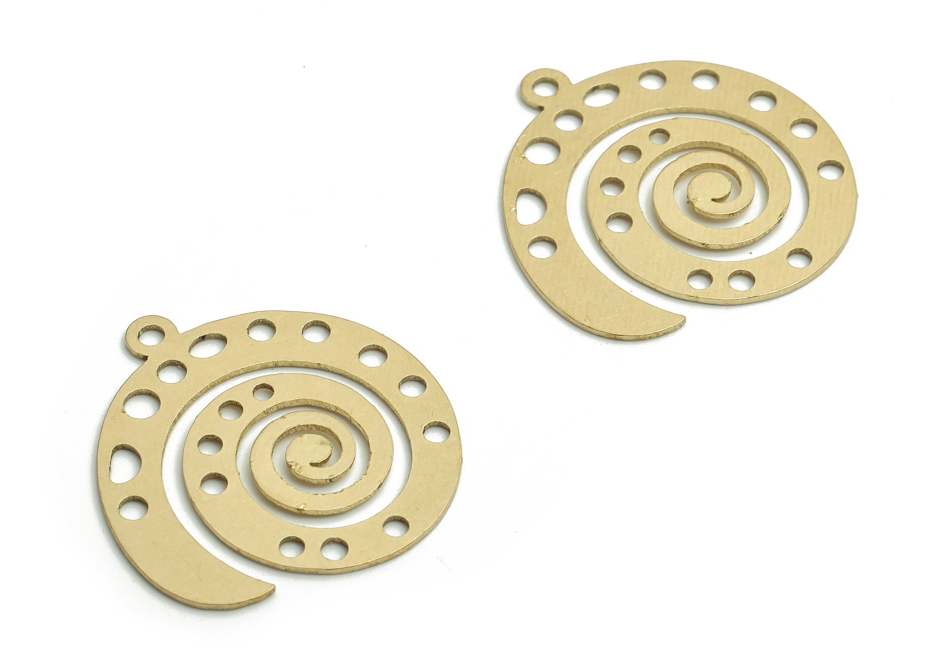 Brass Snail Earring Charms - Raw Brass Snail Pendant - Jewelry Making Supplies - 22.27x21.39x0.63mm - PP4796 - DOMEDBAZAAR