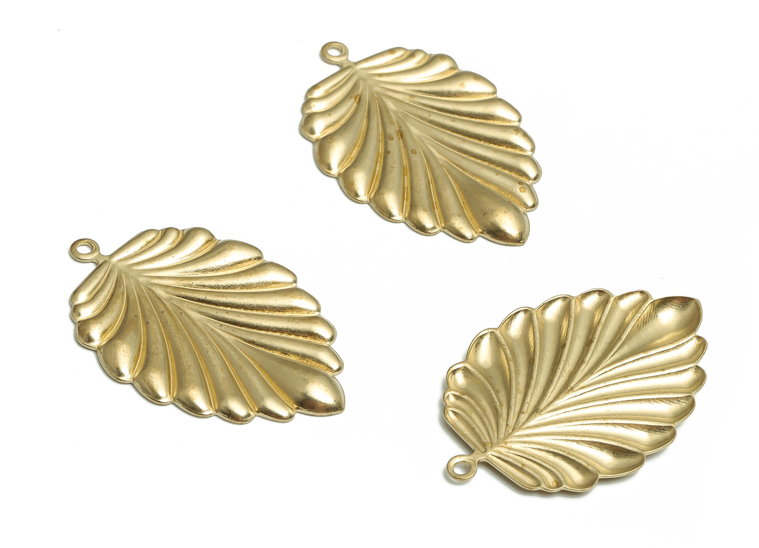 Brass Leaves Earring Charms - Raw Brass Leaf Pendant - DIYJewelry Making Supplies - 31.75x20.97x1.38mm - PP4732 - DOMEDBAZAAR