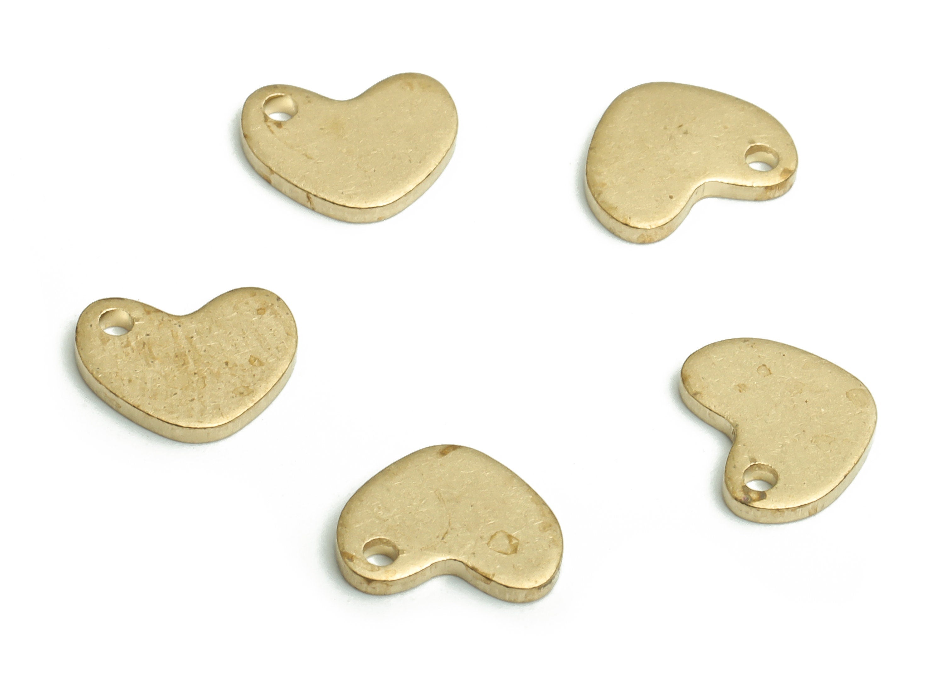 Personalized stamping blank - Brass Heart Earring Charms - Raw Brass mini Heart Pendant - Jewelry Making Supplies - 8.6x6.88x1.04mm - PP4723 - DOMEDBAZAAR