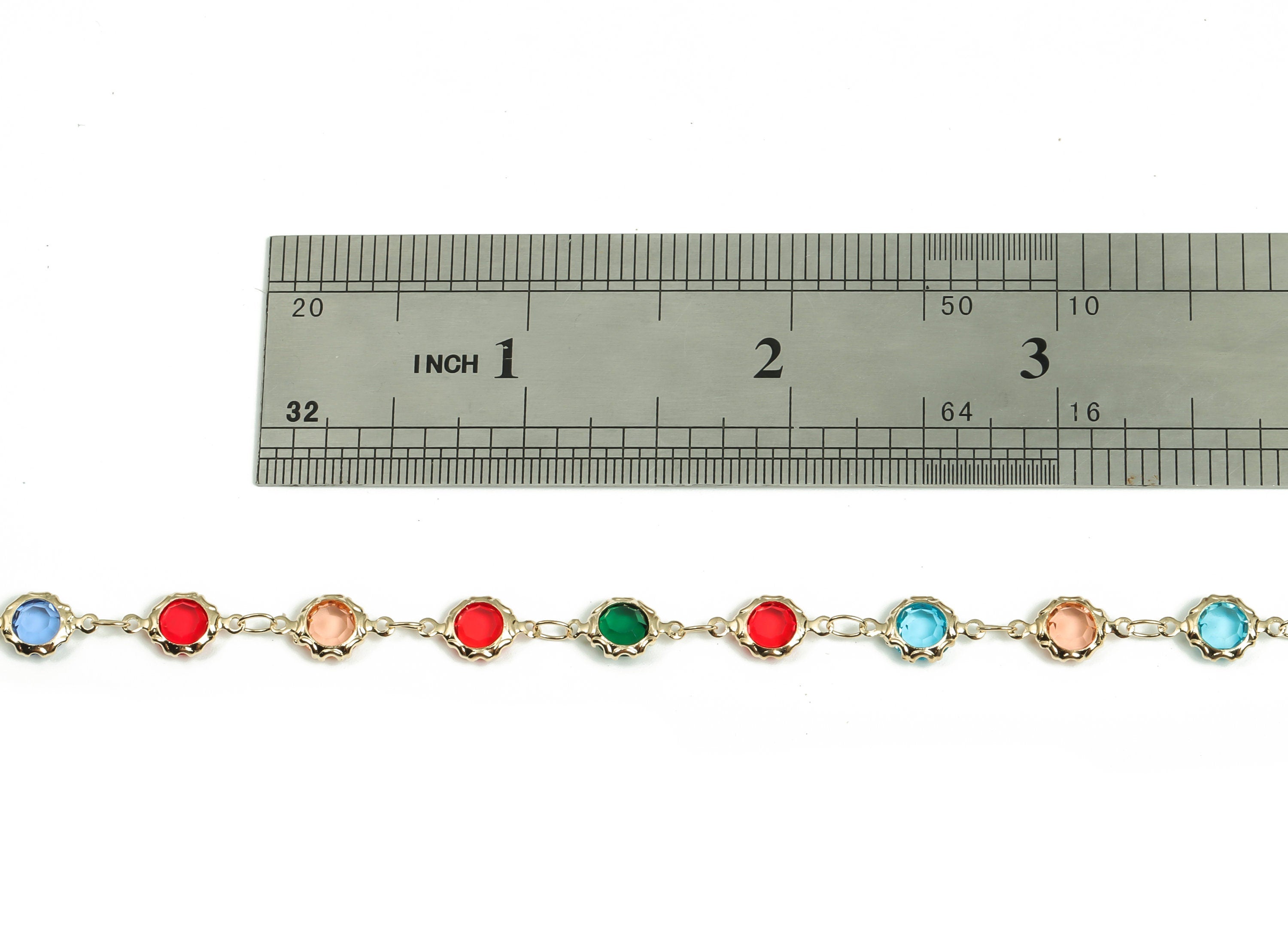Glass Bead Chain - KC Gold Tone Plated Brass Chain - Soldered Round Colorful Beaded Chain - For Necklace Bracelet 0.46&quot;x0.26&quot;x0.10&quot; CC1208G - DOMEDBAZAAR