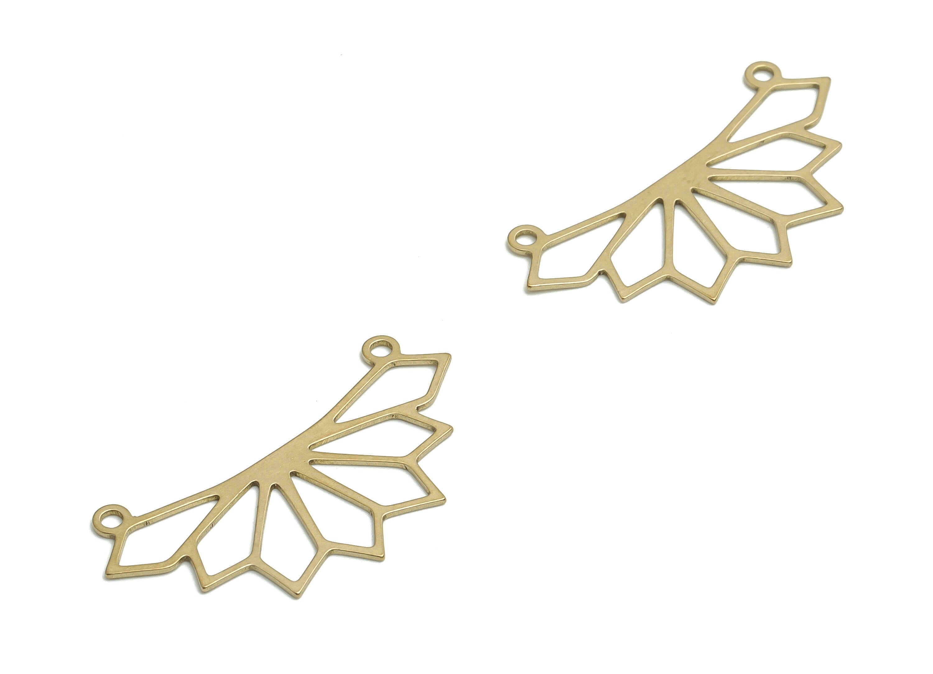 Brass Crown Earring Connector - Raw Brass Crown Charms and Pendant - Jewelry Making Supplies - 31.67x17.18x0.6mm - PP4771 - DOMEDBAZAAR