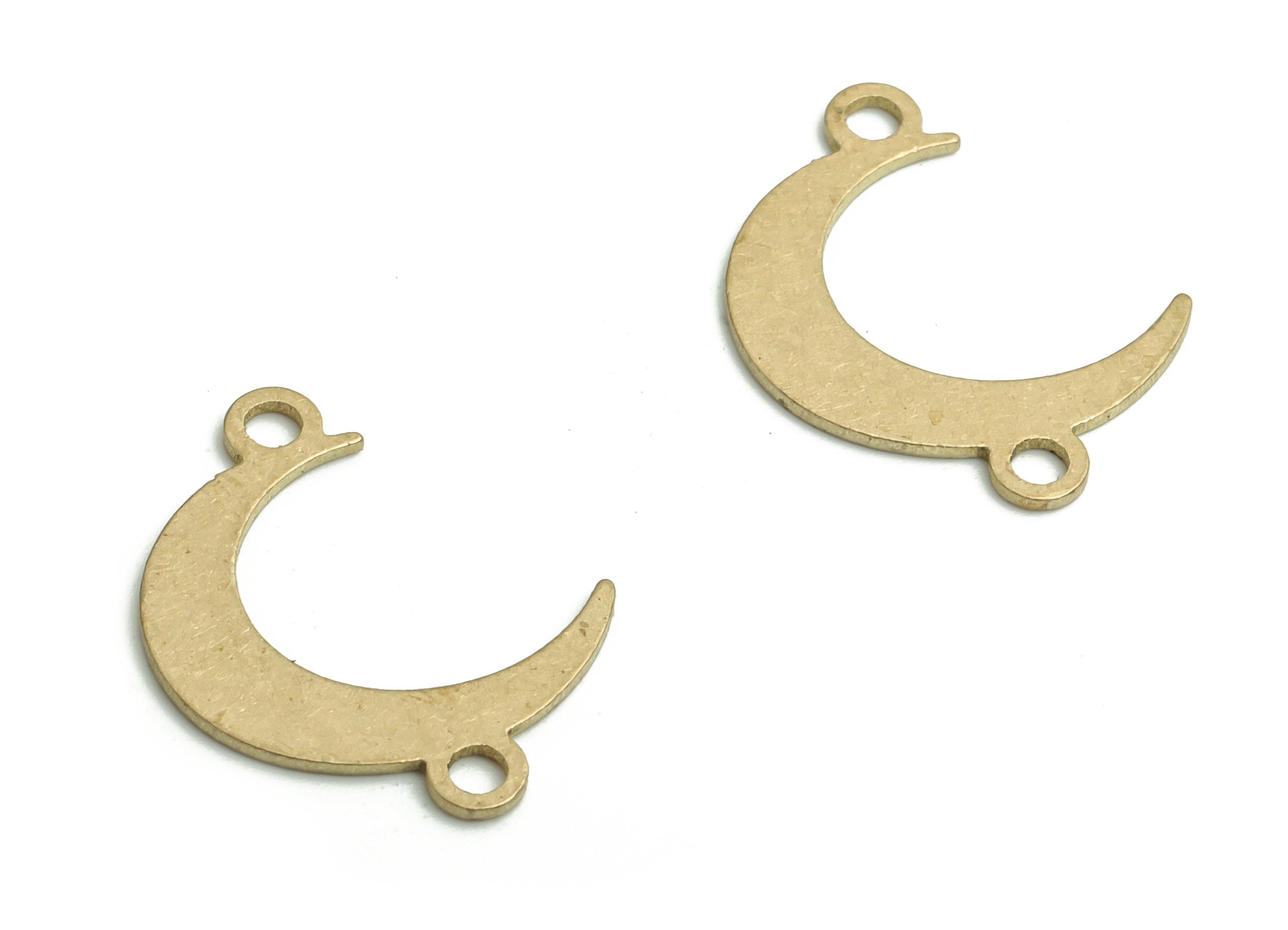Brass Crescent Earring Connectors - Raw Brass Moon Charms and Pendant - DIY Jewelry Supplies - 15.39x10.33x0.56mm - PP4764 - DOMEDBAZAAR