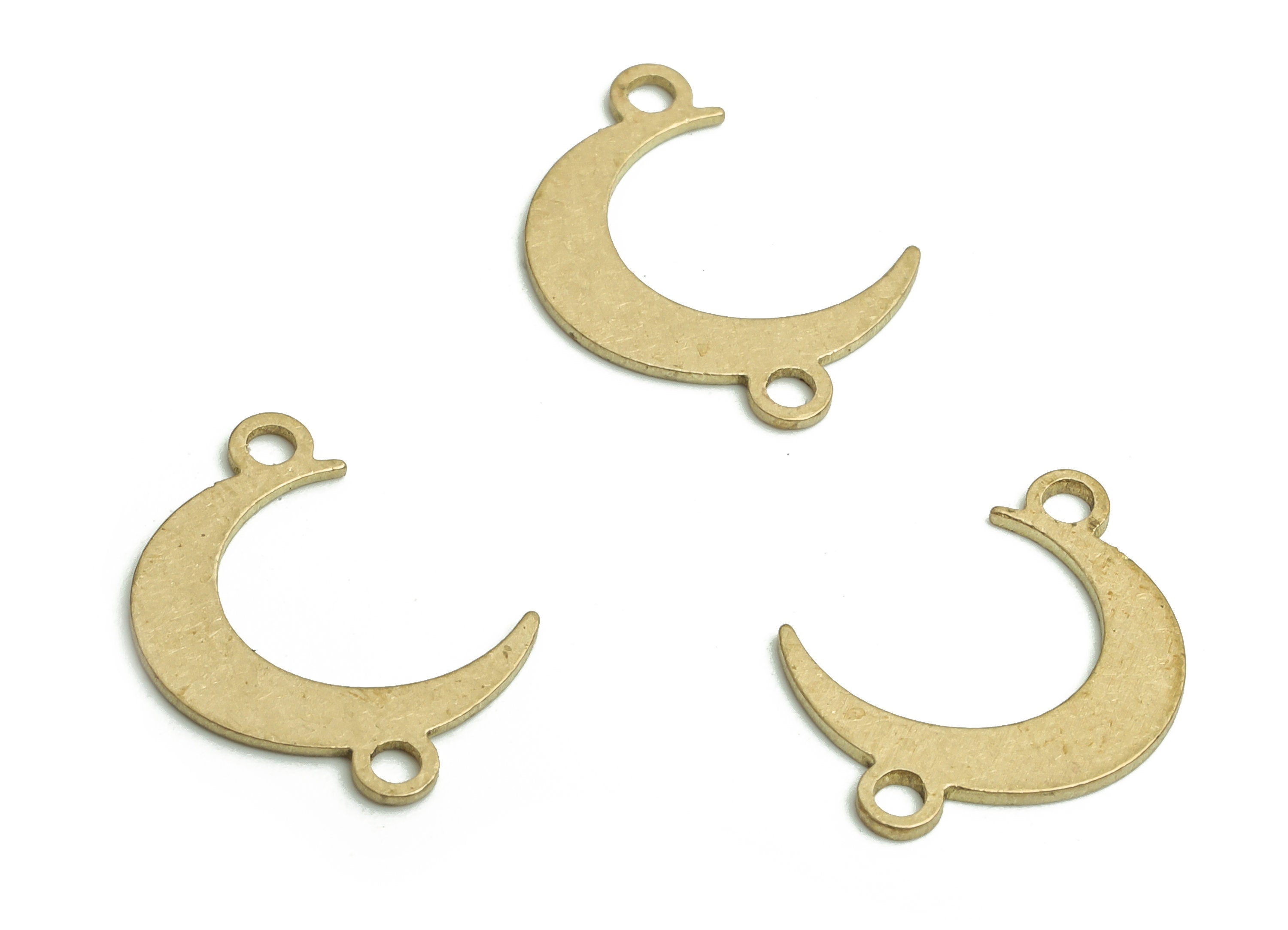 Brass Crescent Earring Connectors - Raw Brass Moon Charms and Pendant - DIY Jewelry Supplies - 15.39x10.33x0.56mm - PP4764 - DOMEDBAZAAR