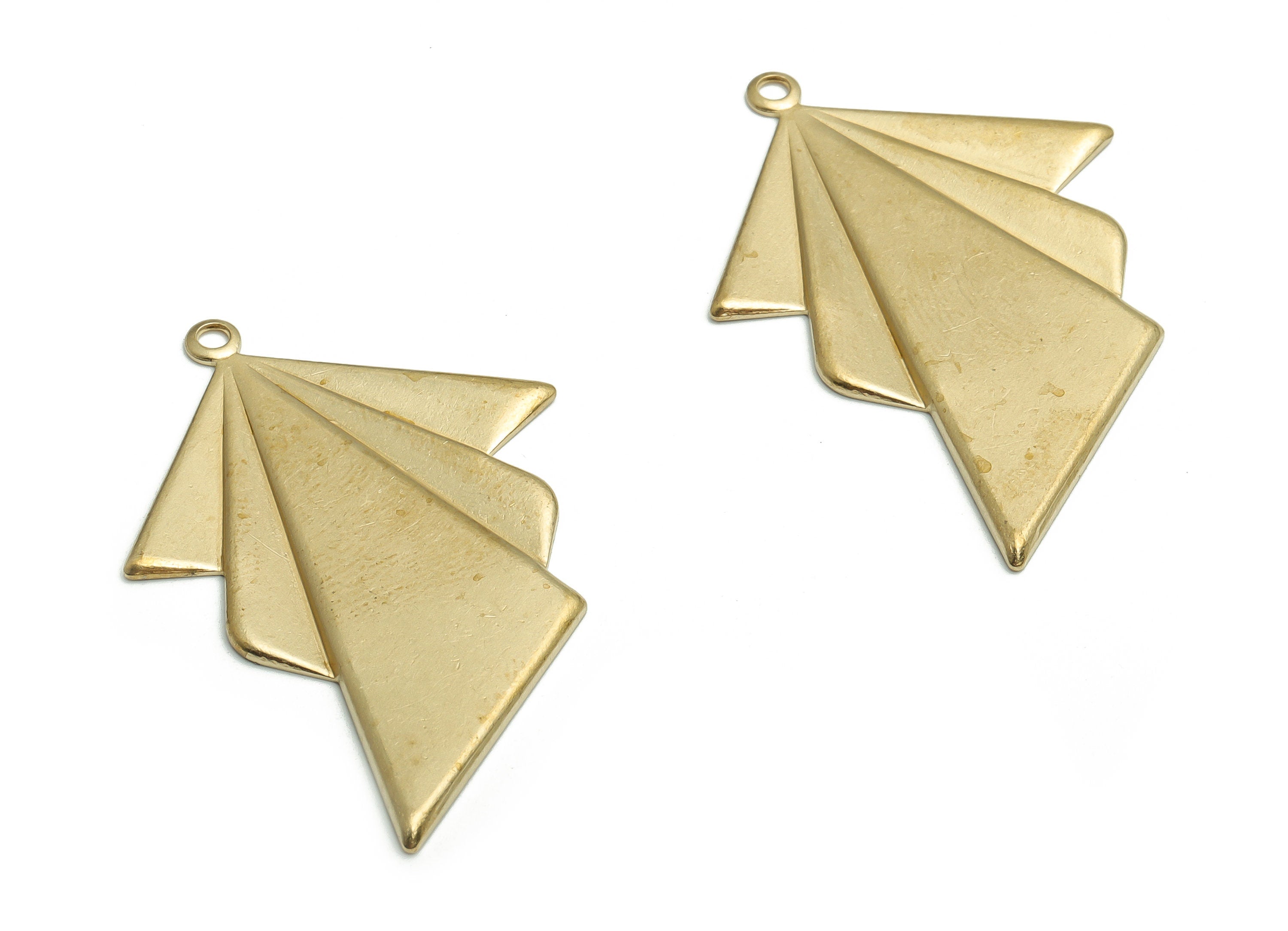 Brass Triangles Earring Charms - Raw Brass Triangles Pendant - Geometric Charm - Jewelry Making Supplies - 43.57x29.85x1.3mm - PP4733 - DOMEDBAZAAR