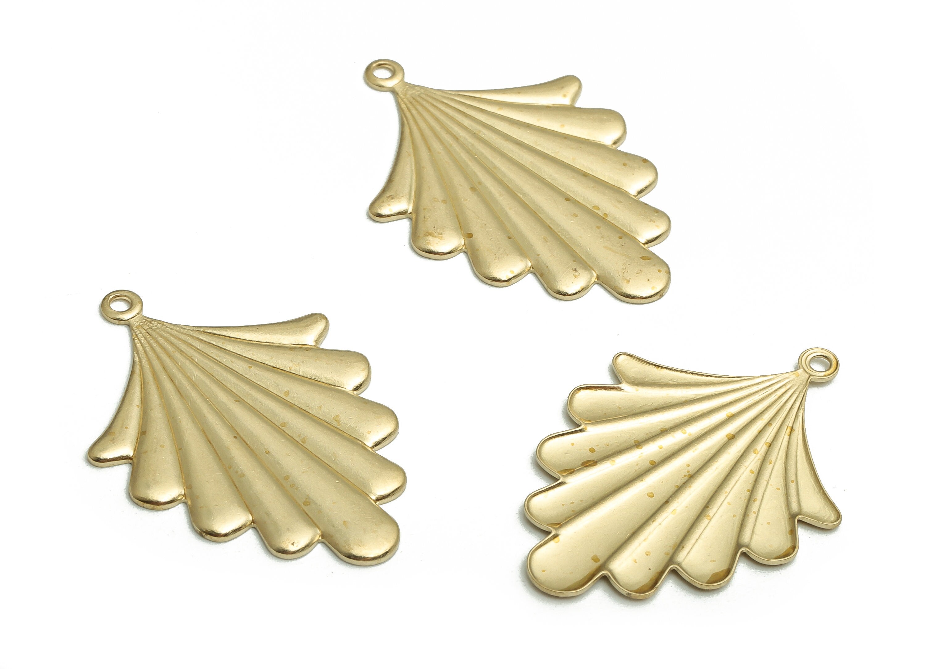 Brass Leaves Earring Charms - Raw Brass Leaves Pendant - DIY Jewelry Making Supplies - 31.56x21.77x0.91mm - PP4725 - DOMEDBAZAAR