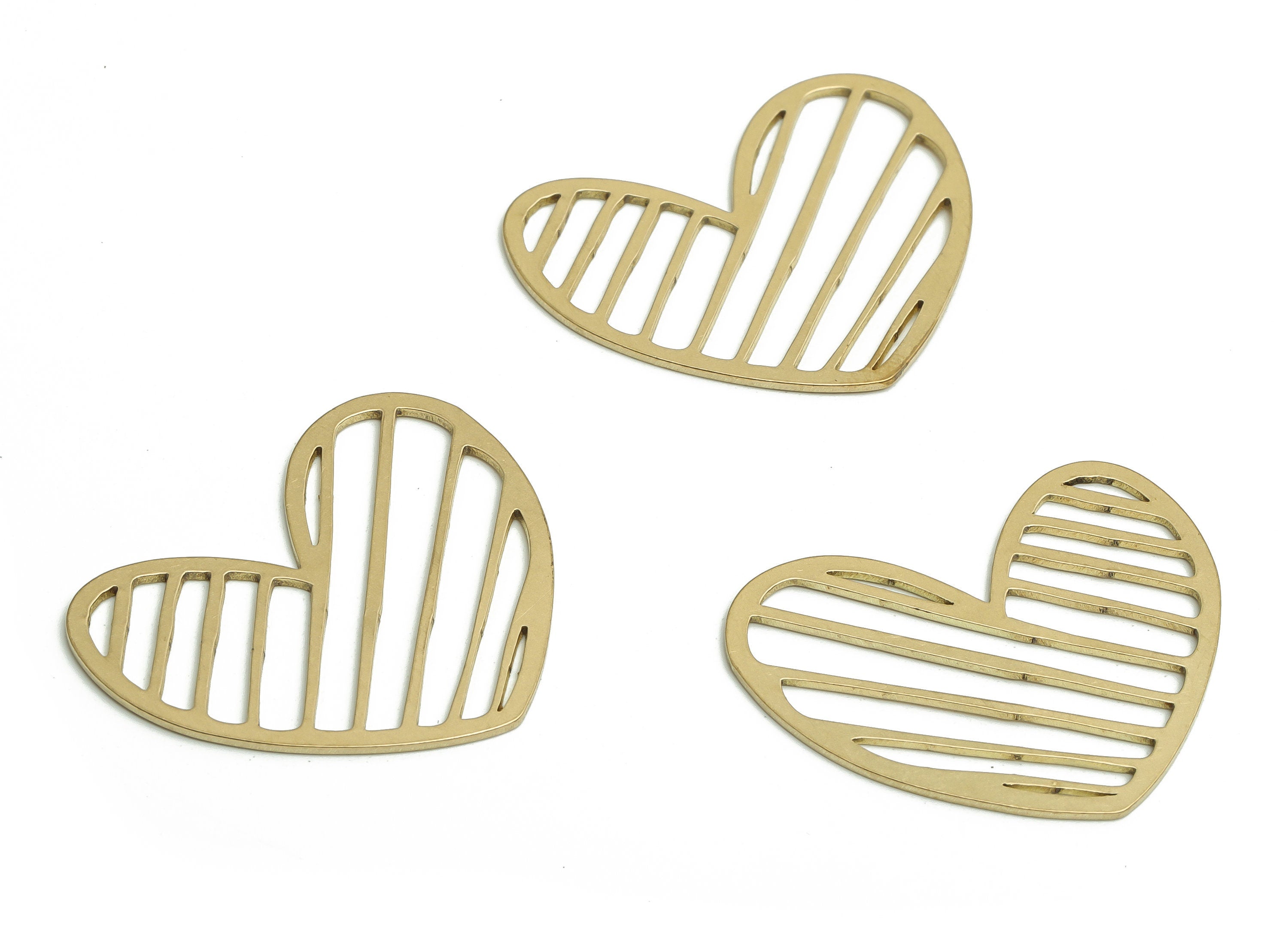 Brass Heart Earring Charms - Raw Brass Hollow Heart Pendant - Jewelry Making Supplies - 29.87x24.62x0.65mm - PP4813 - DOMEDBAZAAR