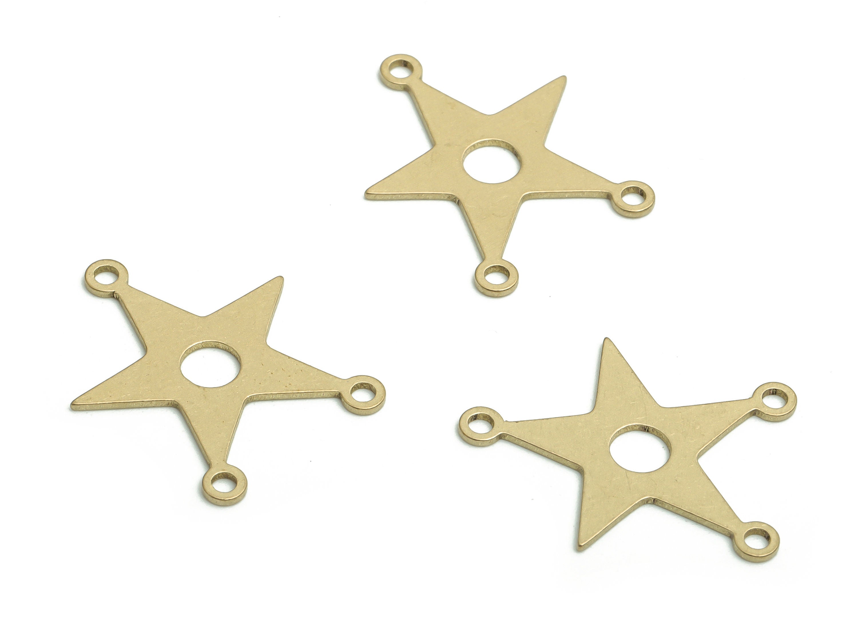 Brass Star Earring Connectors - Raw Brass Star Charms and Pendant - Jewelry Making Supplies - 19.66x17.88x0.6mm - PP4766 - DOMEDBAZAAR