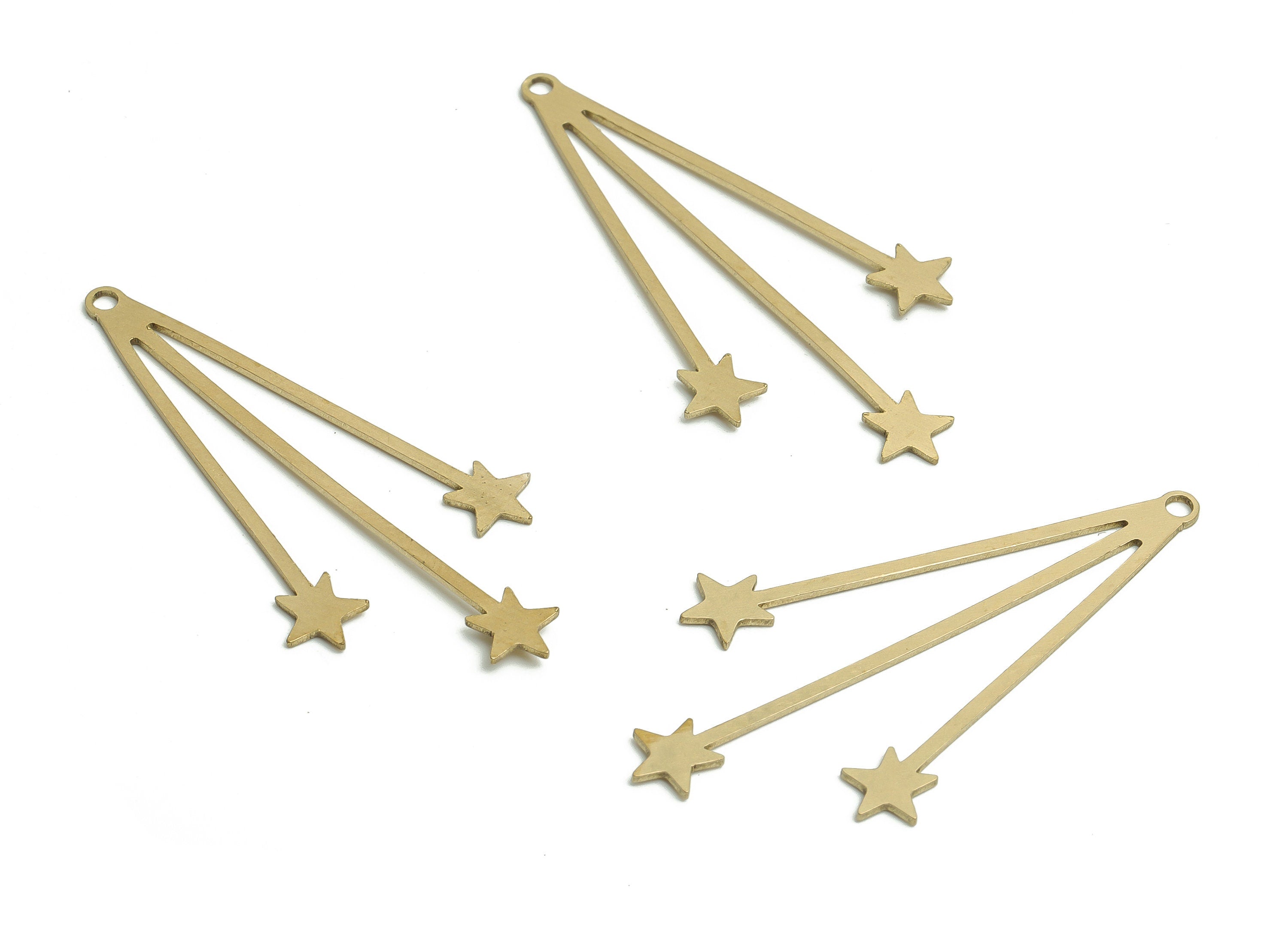 Brass Stars Earring Charms - Raw Brass Stars Pendant - DIYJewelry Making Supplies - 39.81x21.59x0.58mm - PP4737 - DOMEDBAZAAR