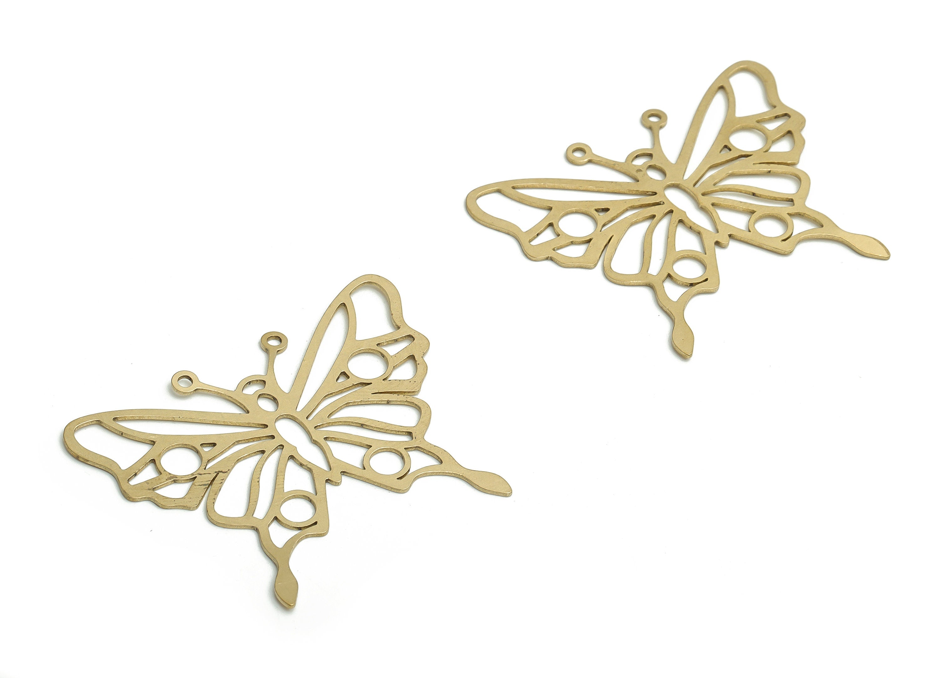 Brass Butterfly Earring Charms - Raw Brass Hollow Butterfly Pendant - Jewelry Making Supplies - 47.2x38.1x0.66mm - PP4620 - DOMEDBAZAAR