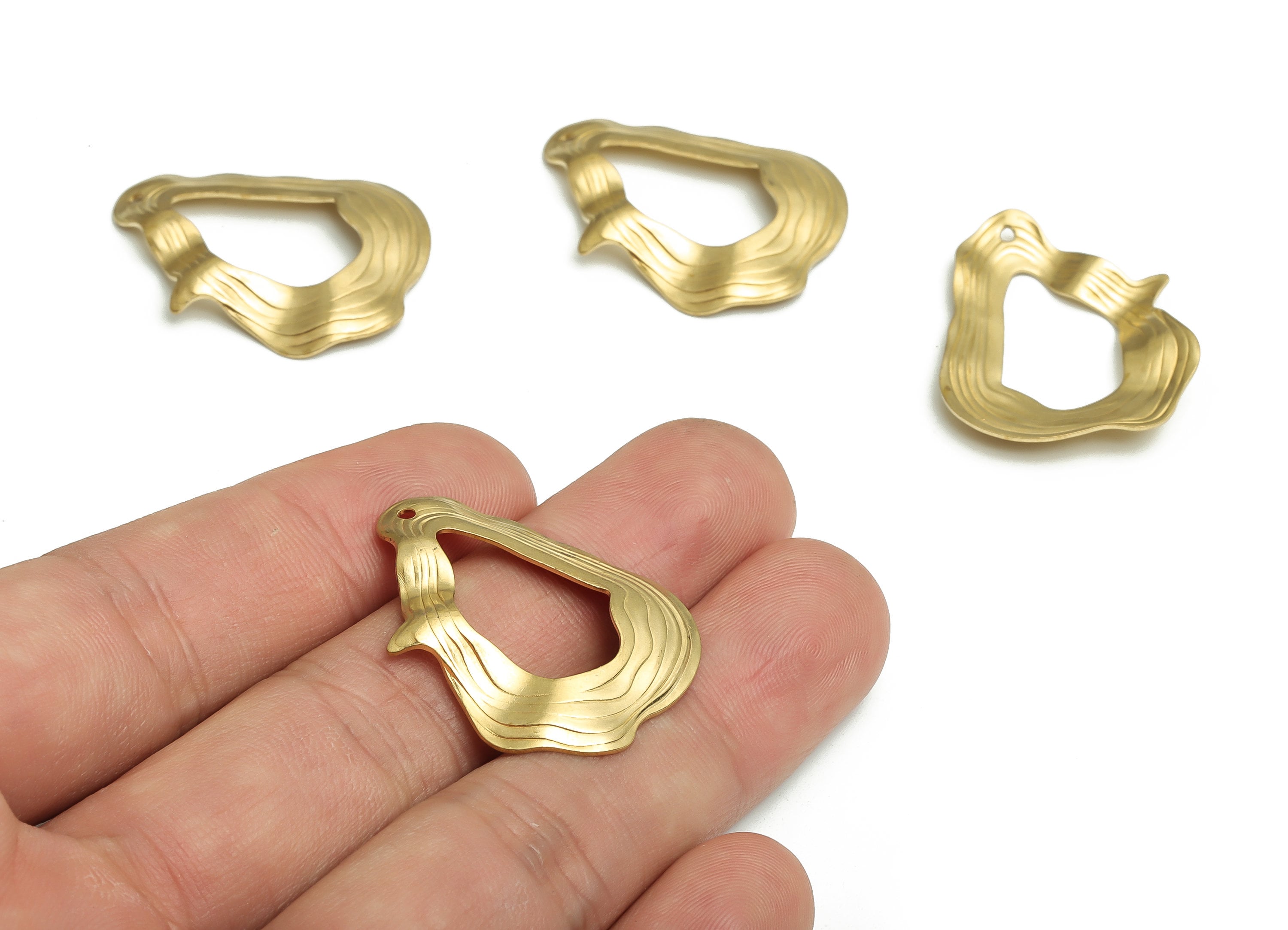 Brass Geometry Earring Charms - Raw Brass Wavy Drop Pendant - DIY Jewelry Making Supplies - 31.77x24.71x1.02mm - PP4715 - DOMEDBAZAAR