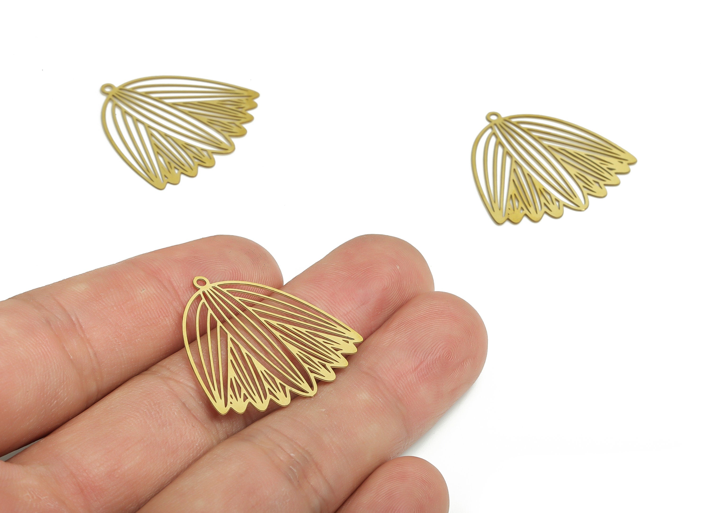 Raw Brass Flower Charm – Brass Flower Earring Charm – Flower Pendant Charm for Women - Jewellery Making Supplies - 28.5x27.2x0.3mm - JJB6835 - DOMEDBAZAAR