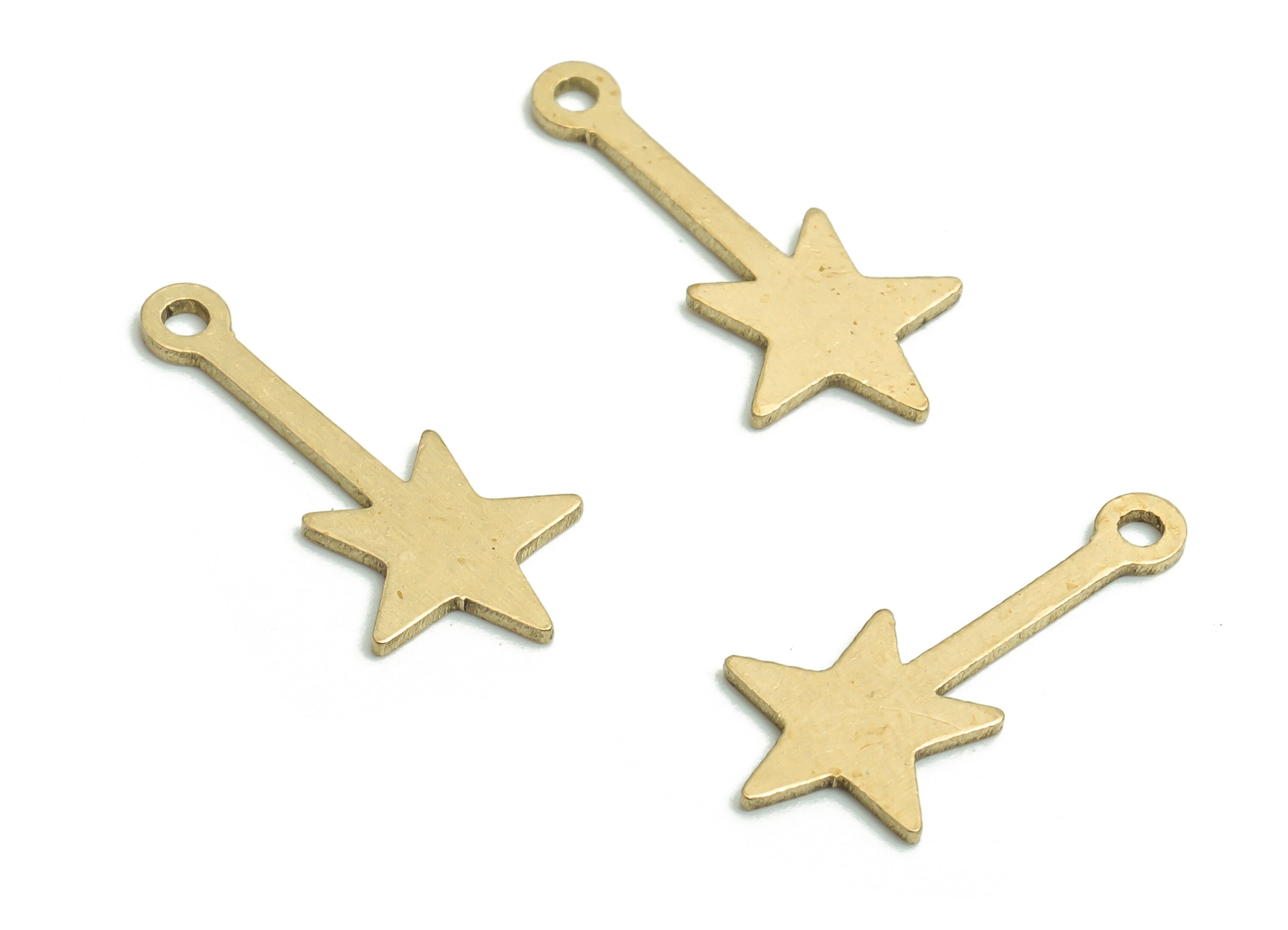 Brass Strip Star Earring Charms - Raw Brass Star Pendant - Jewelry Making Supplies - 15.94x7.75x0.64mm - PP4787 - DOMEDBAZAAR