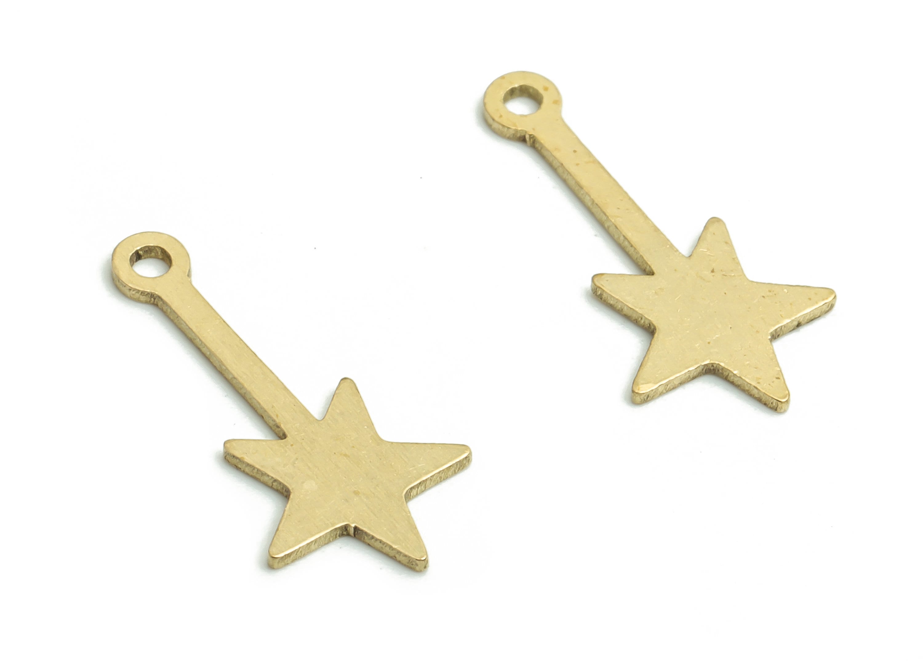 Brass Strip Star Earring Charms - Raw Brass Star Pendant - Jewelry Making Supplies - 15.94x7.75x0.64mm - PP4787 - DOMEDBAZAAR