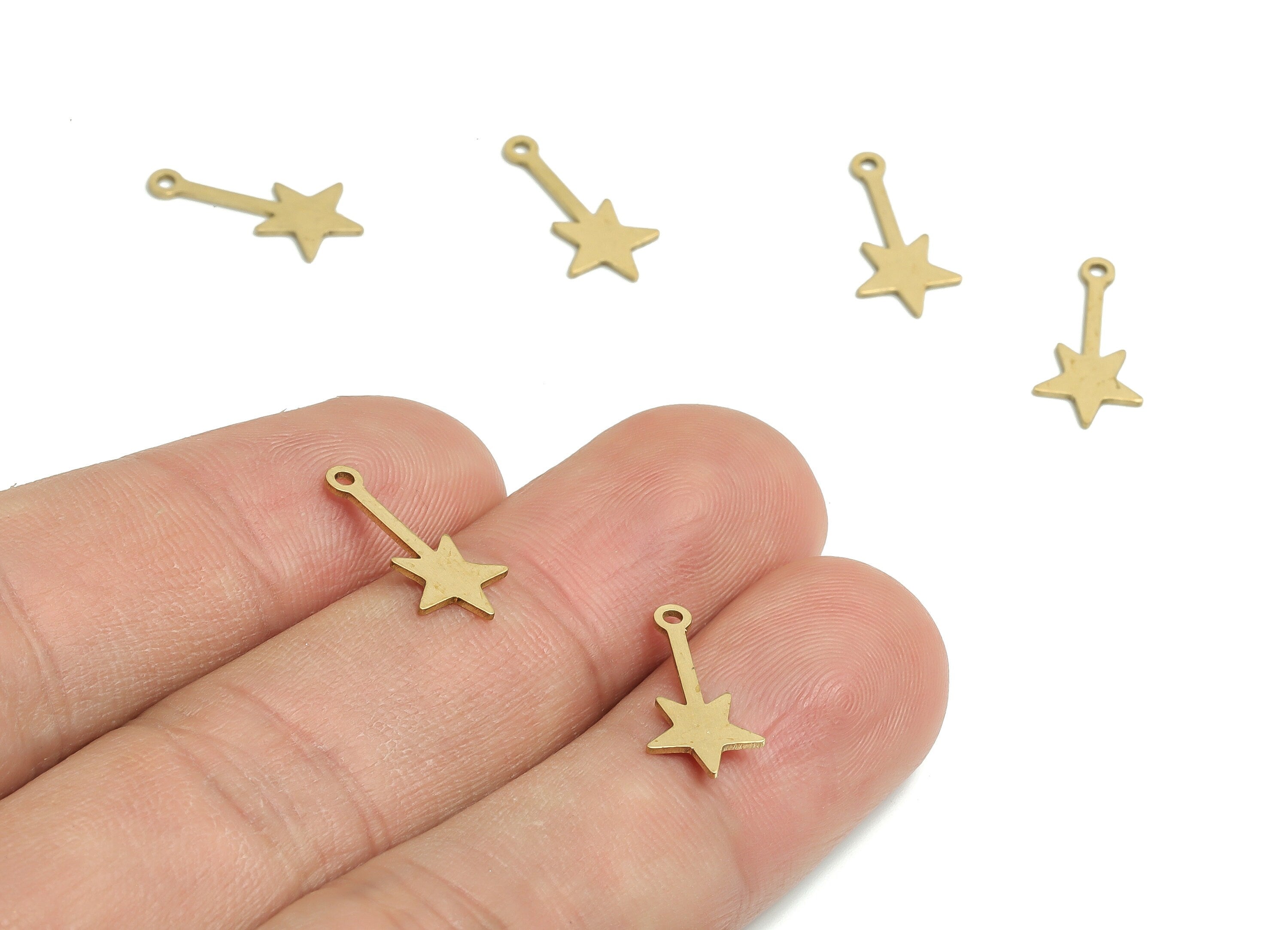 Brass Strip Star Earring Charms - Raw Brass Star Pendant - Jewelry Making Supplies - 15.94x7.75x0.64mm - PP4787 - DOMEDBAZAAR