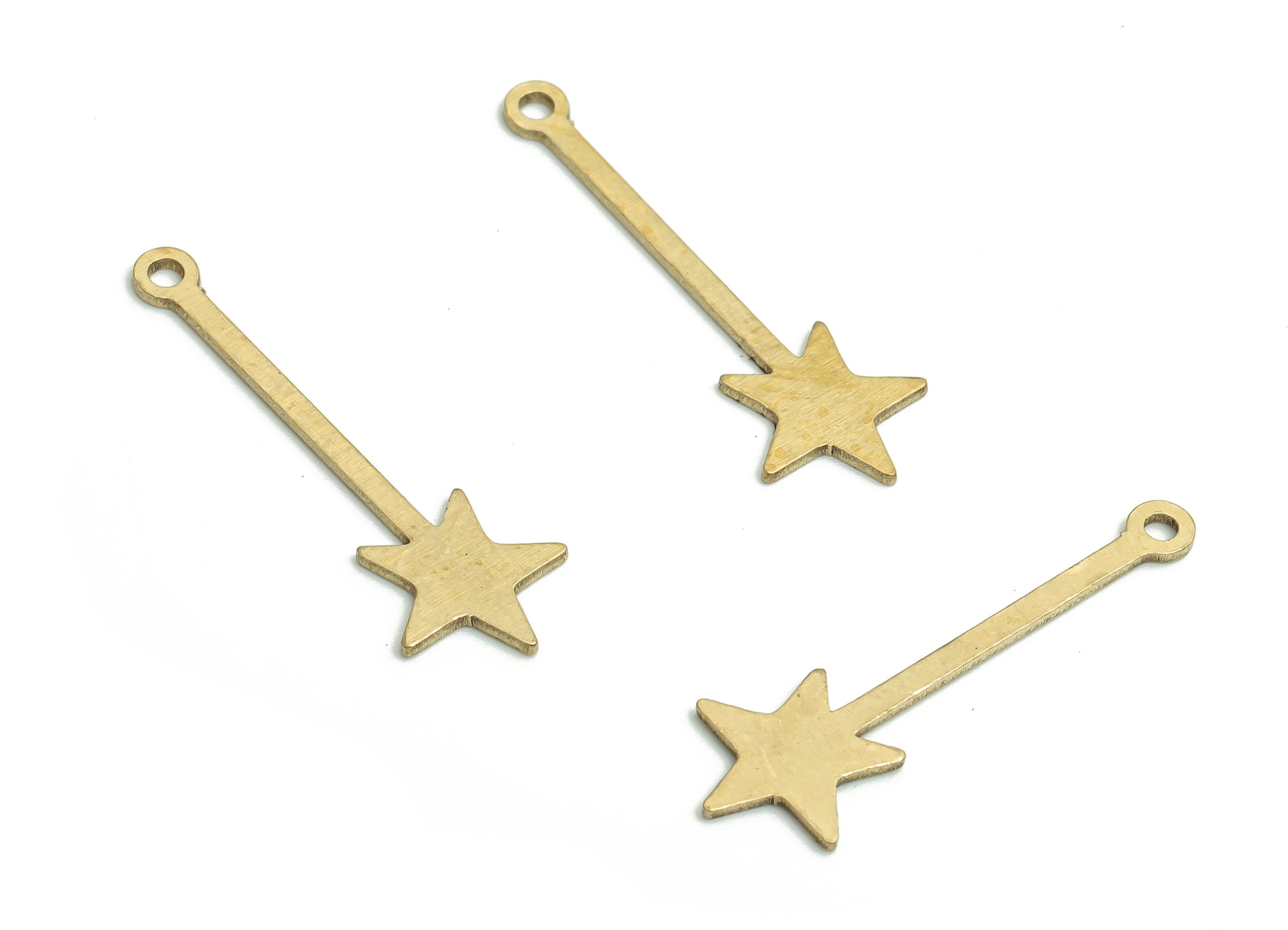 Brass Strip Star Earring Charms - Raw Brass Star Pendant - Jewelry Making Supplies - 22.94x7.7x0.64mm - PP4788 - DOMEDBAZAAR