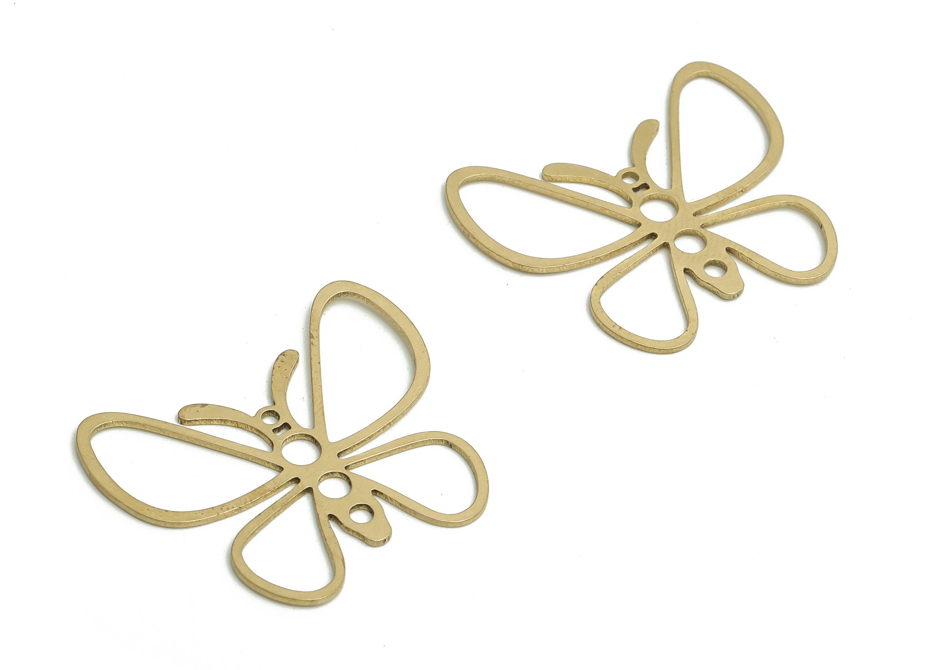 Brass Butterfly Earring Charms - Raw Brass Butterfly Pendant - DIY Jewelry Making Supplies - 29.65x25.63x0.69mm - PP4624 - DOMEDBAZAAR