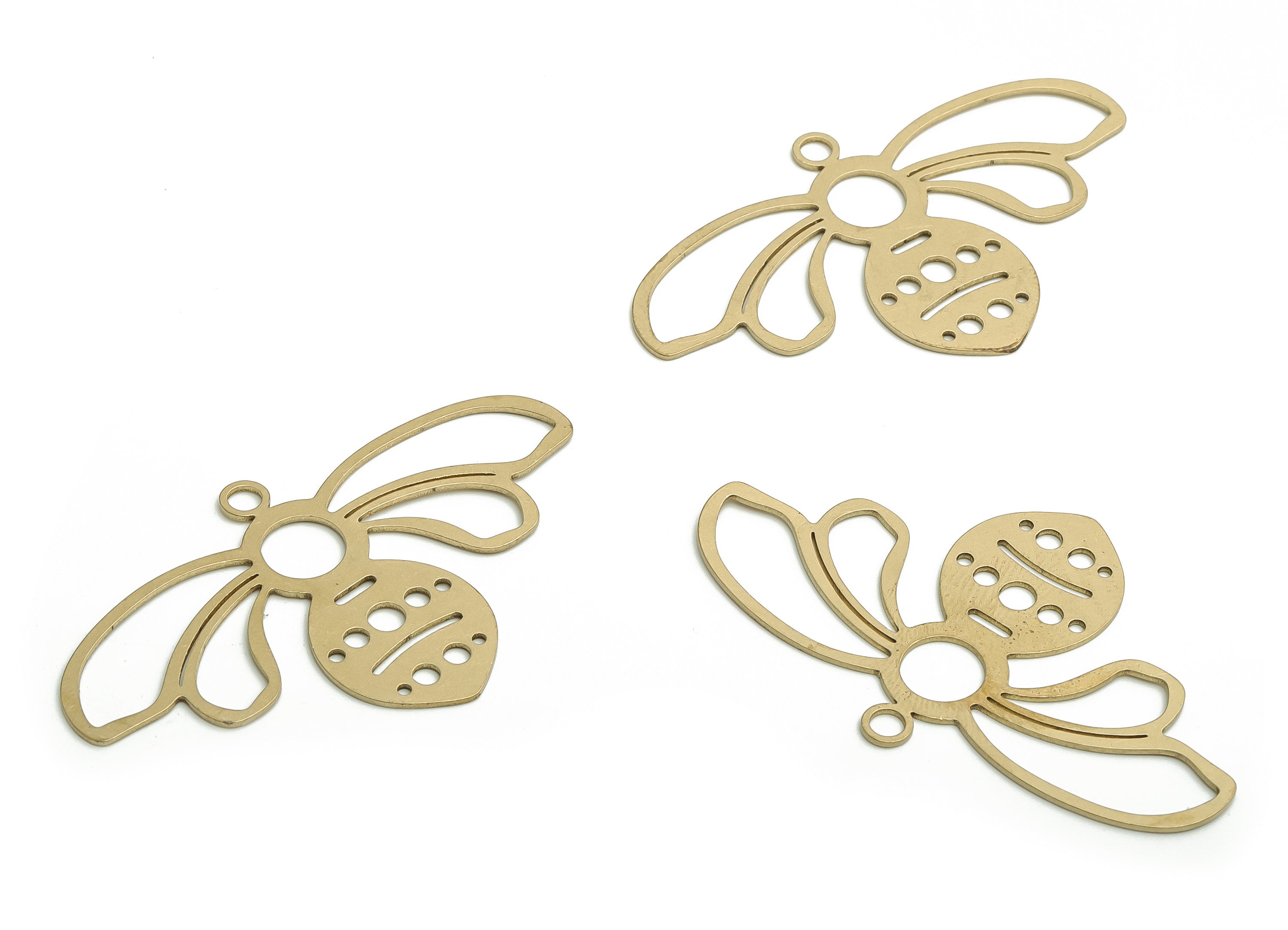 Brass Bee Earring Charms - Raw Brass Bee Pendant - DIY Jewelry Making Supplies - 42.71x25.35x0.7mm - PP4631 - DOMEDBAZAAR