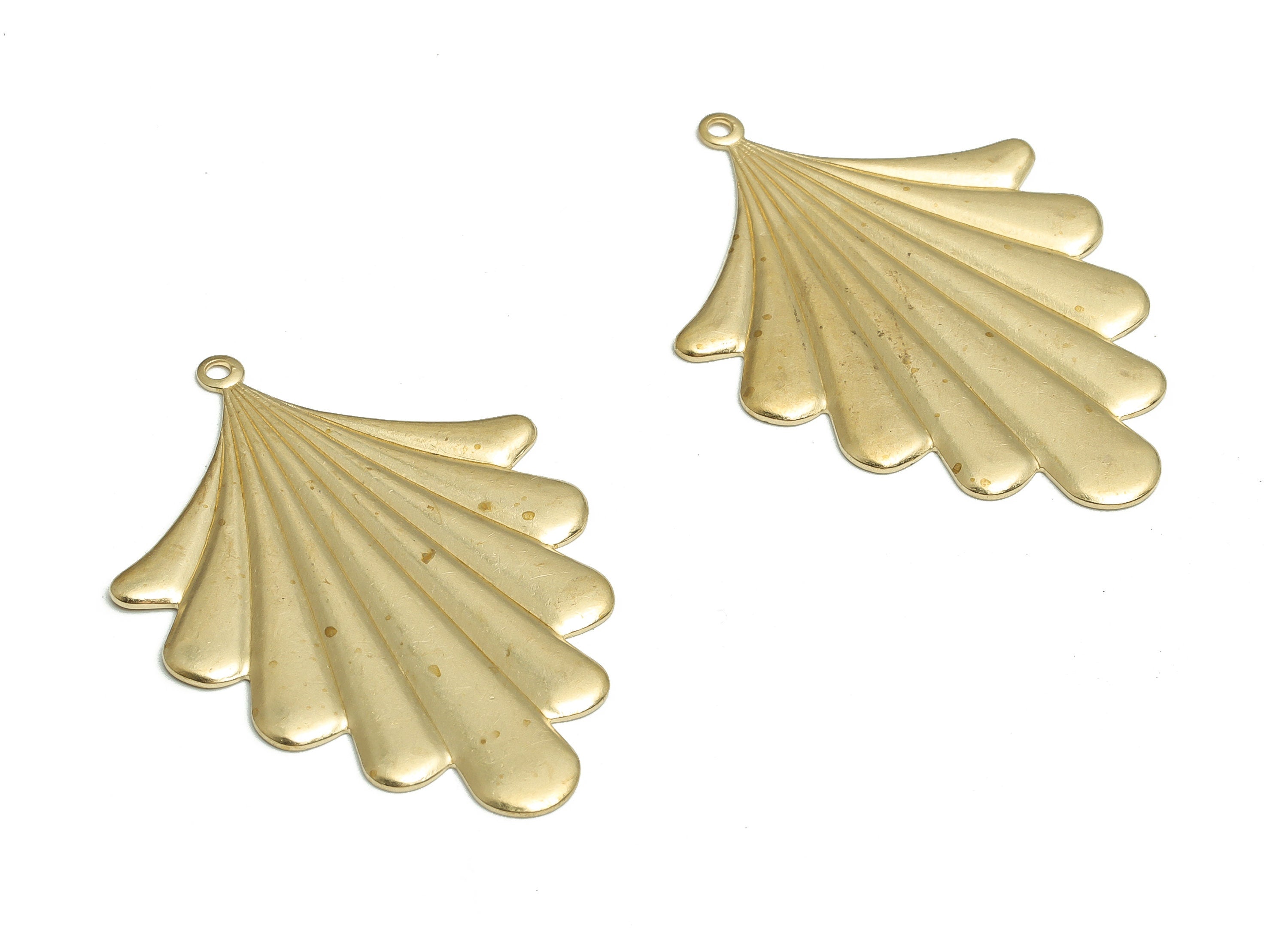Brass Leaves Earrings Charms - Raw Brass Leaves Pendant Charm - DIY Jewelry Making Supplies - 41.52x29.94x1.03mm - PP4731 - DOMEDBAZAAR