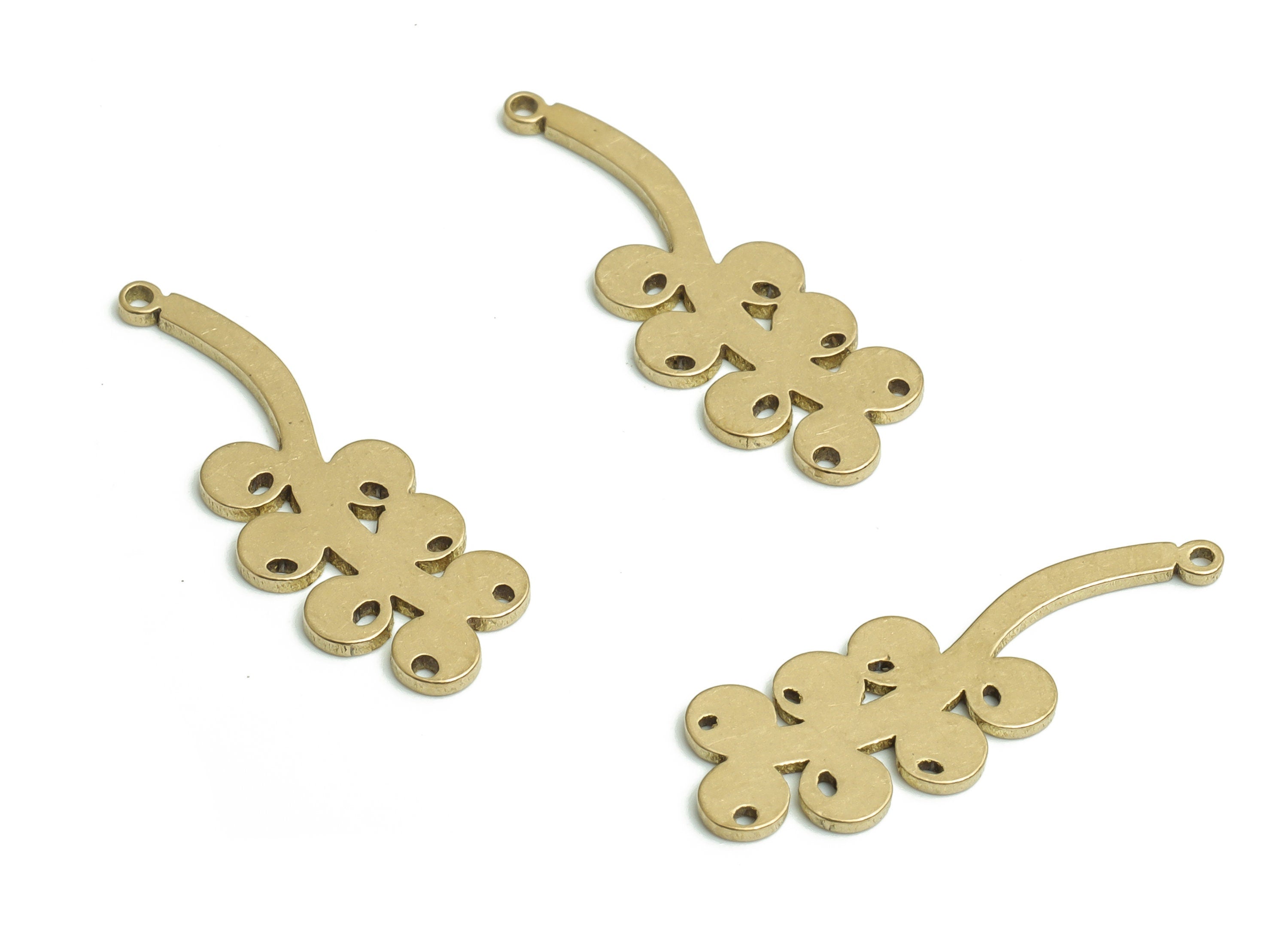 Brass Grape Earring Charms - Raw Brass Grape Pendant - Fruit Grape - DIY Jewelry Making Supplies - 23.59x8.33x0.77mm - PP4179 - DOMEDBAZAAR